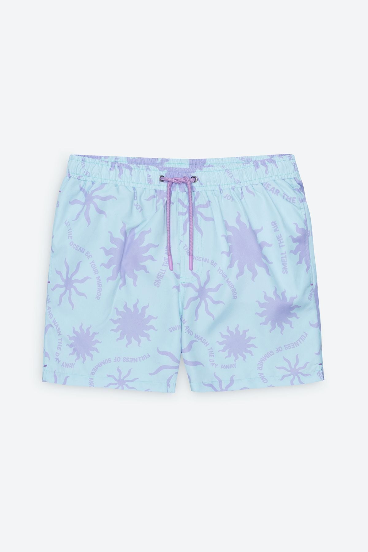 Normal cutting pocket quickly dry patterned swimsuit sea shorts purple