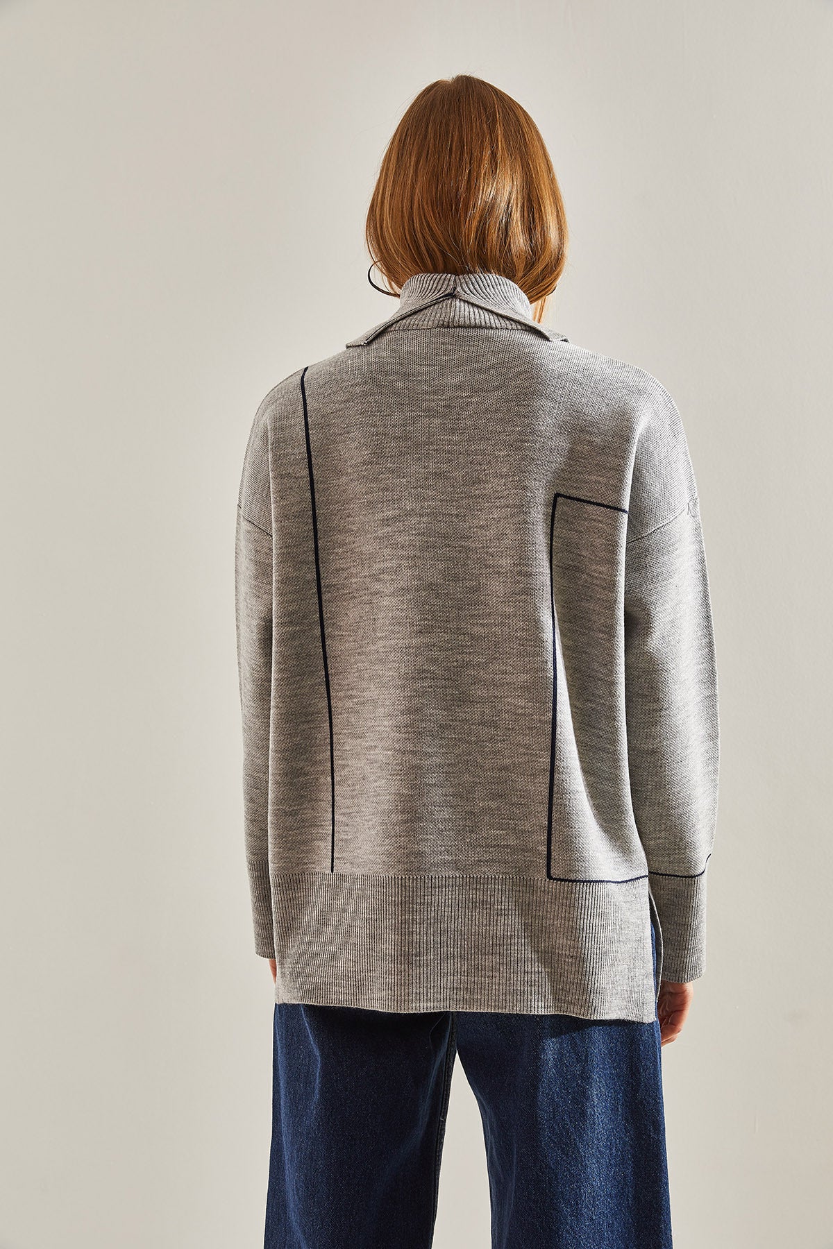 Women's Turtleneck Geometric Patterned Knitwear Sweater 20234292