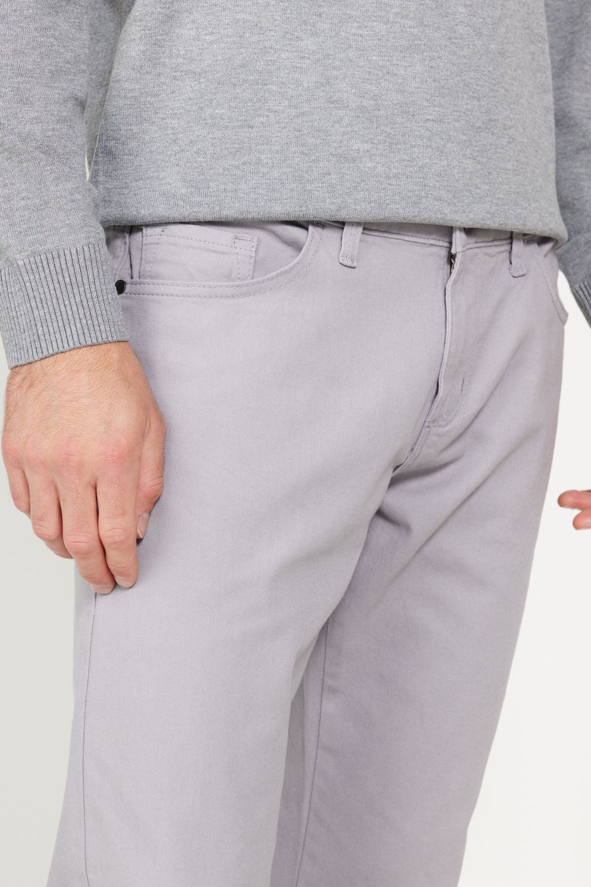 Men's Stone Slim Fit Narrow Cut 5 Pocket Cotton Fleet Pants