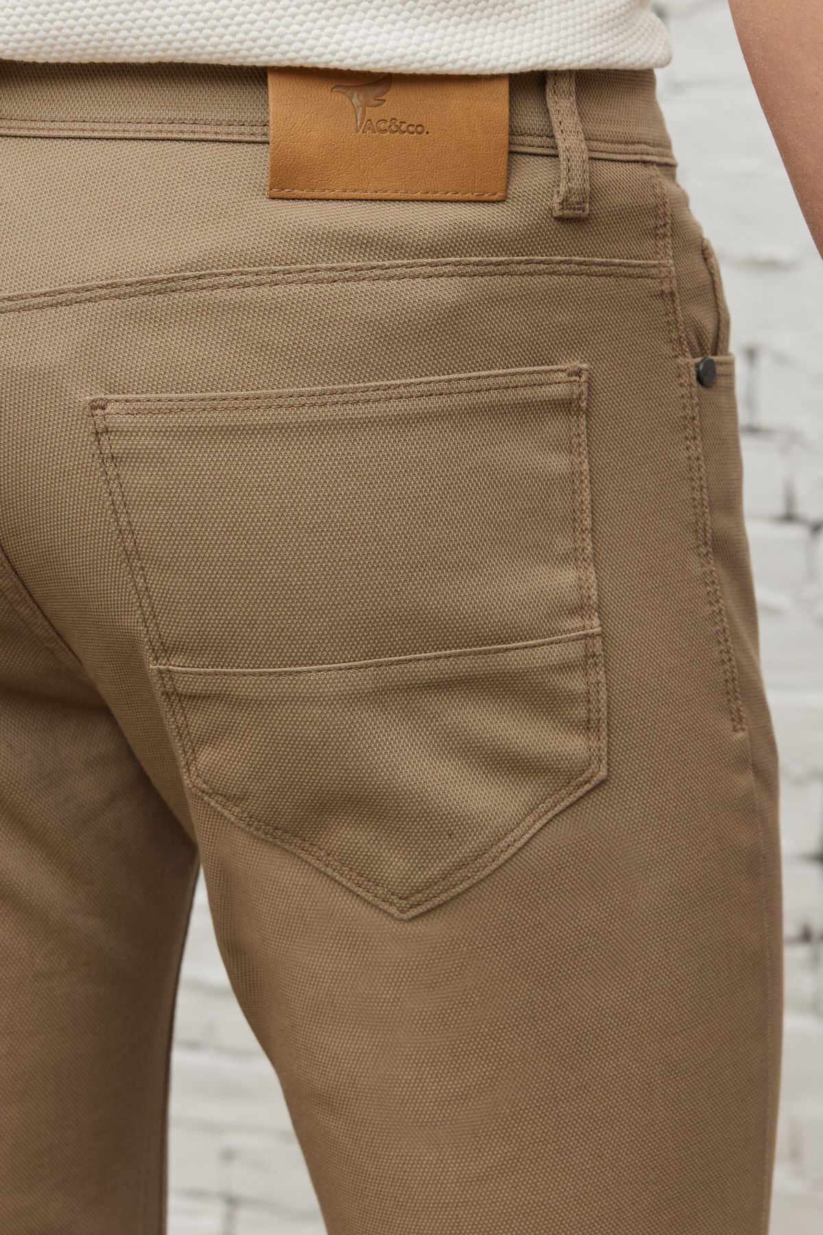 Men's Beige Slim Fit Narrow Cut 5 Pocket Amelor Flexible Pants