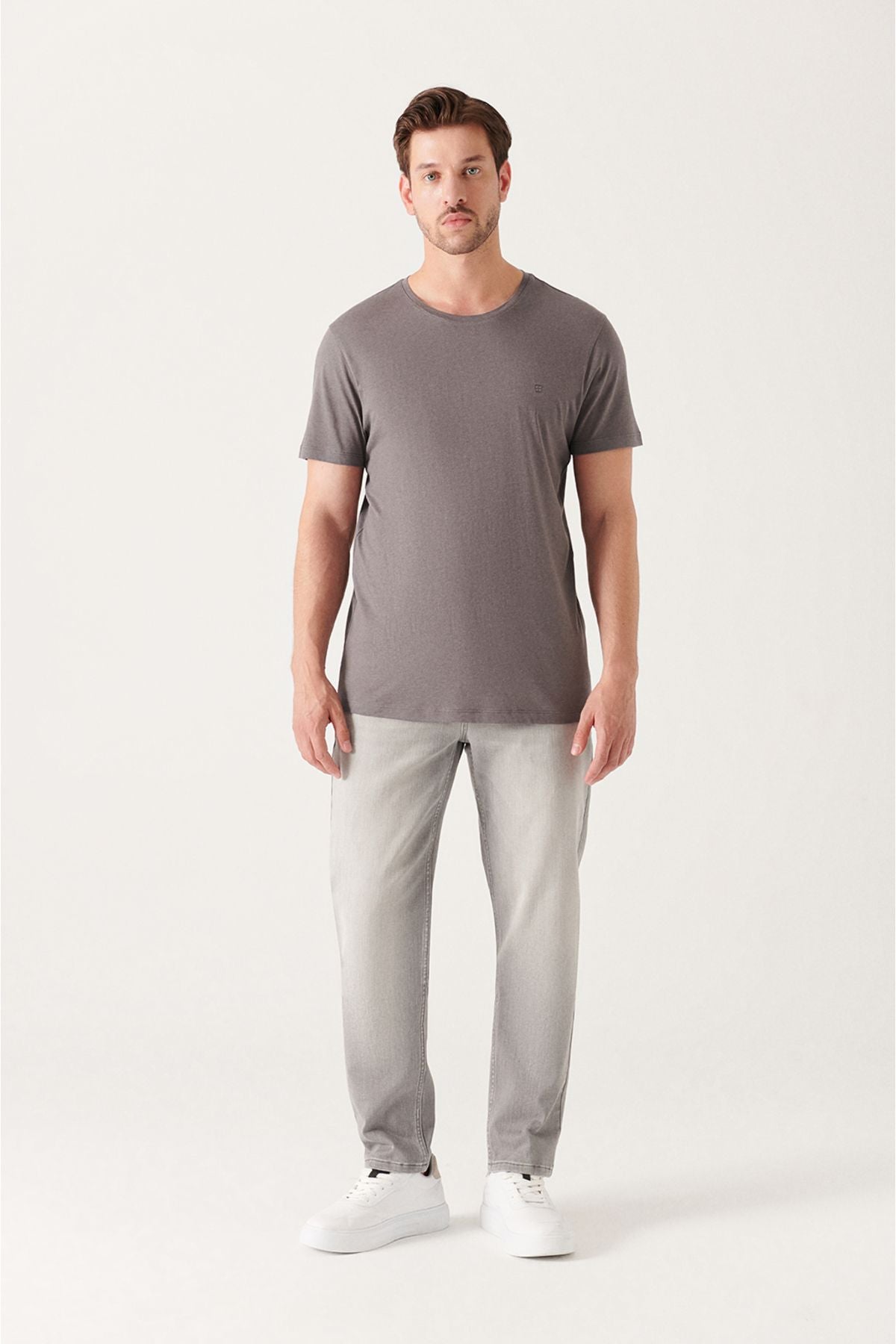 Men's anthracit ultrasoft bicycle collar flat modal t-shirt B001171
