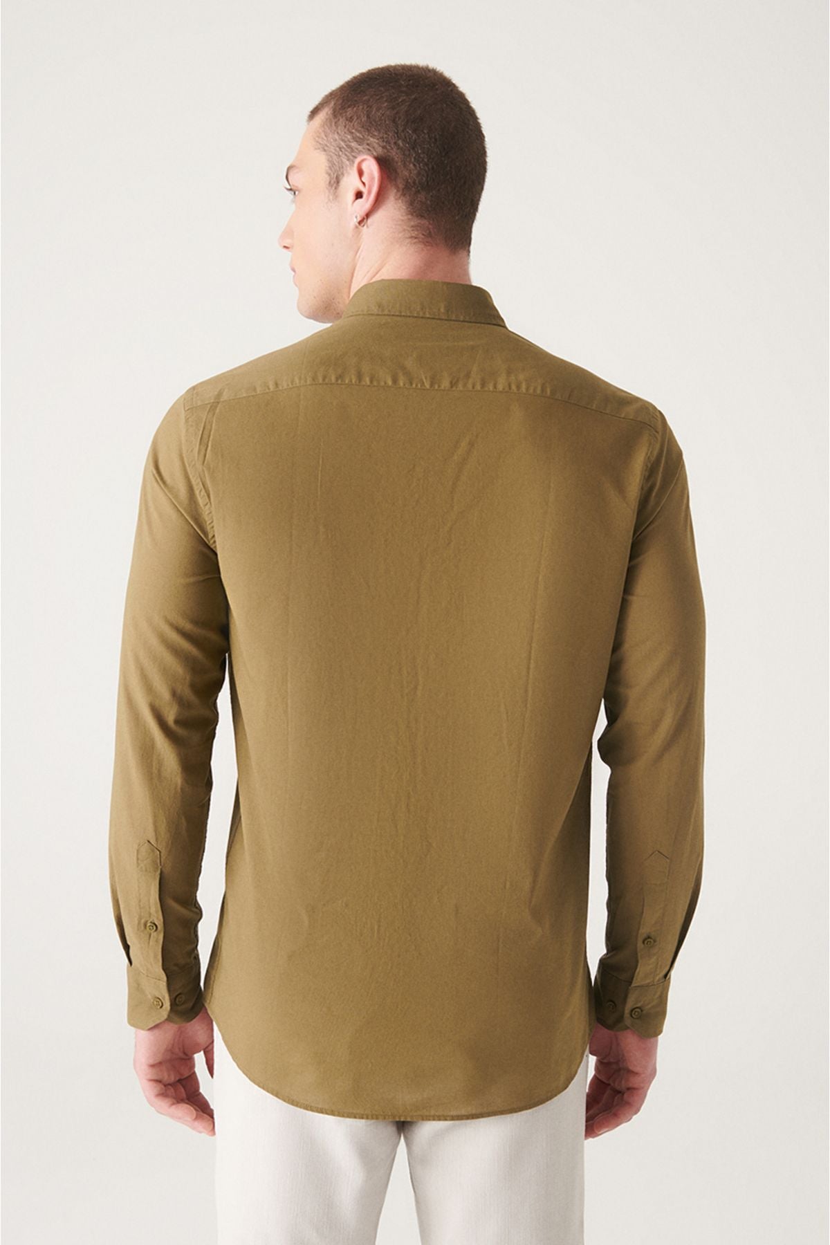 Men's Khaki 100 %Cotton Futter Soft key buttoned collar shirt E002206