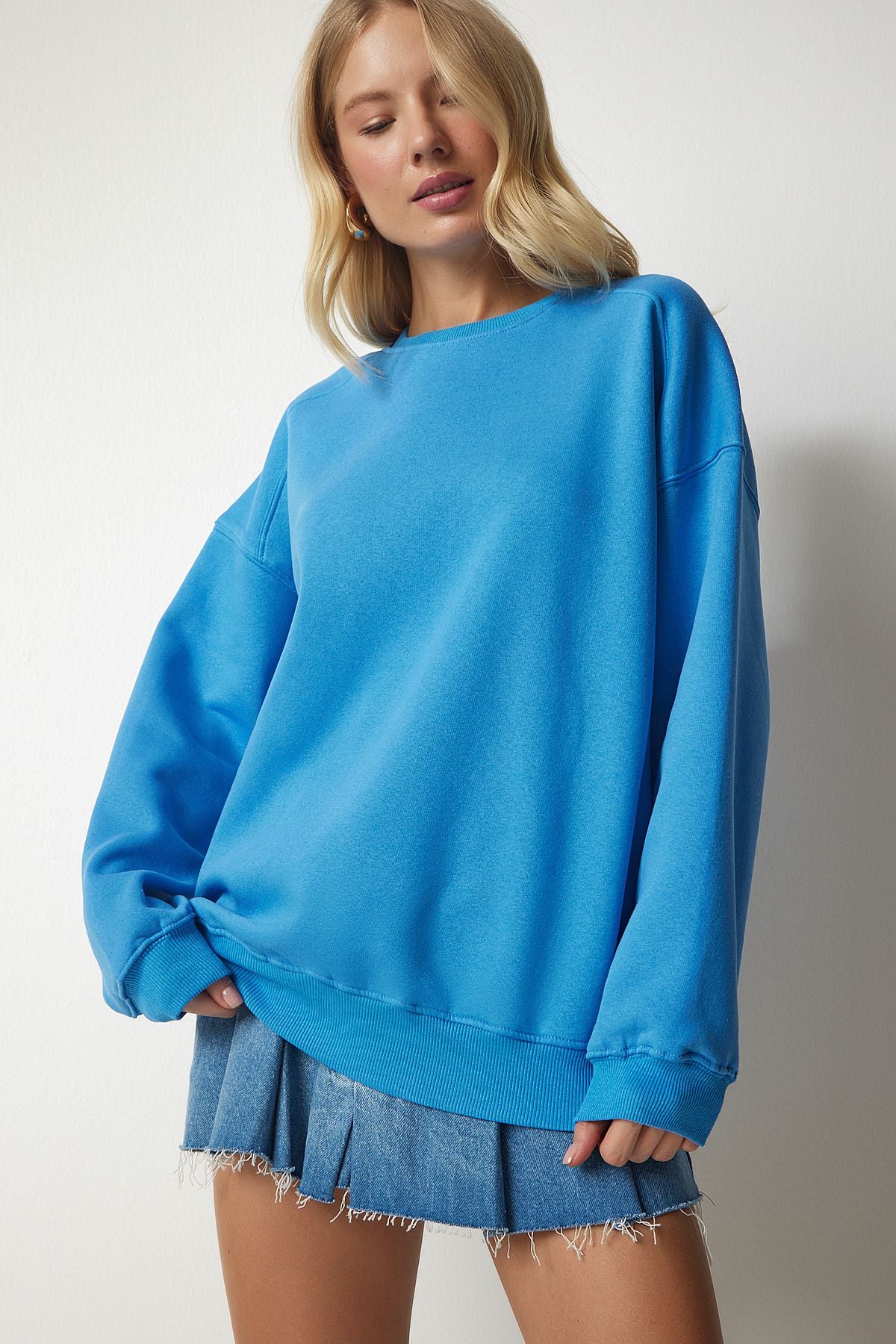 Woman Sky Blue Blue Sweatshirt Mc00232