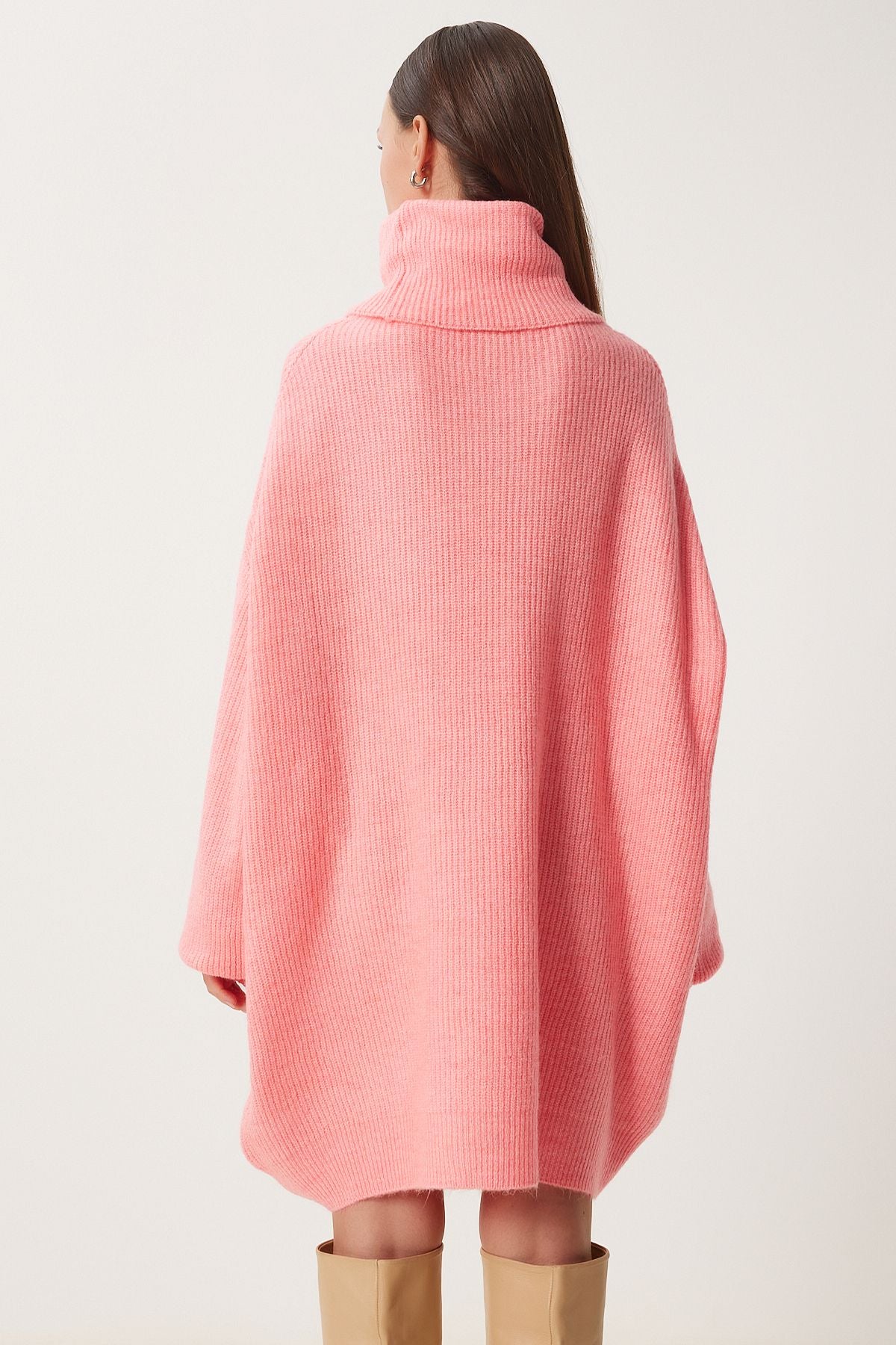 Female pink fisherman collar Long knitwear sweater MX00107