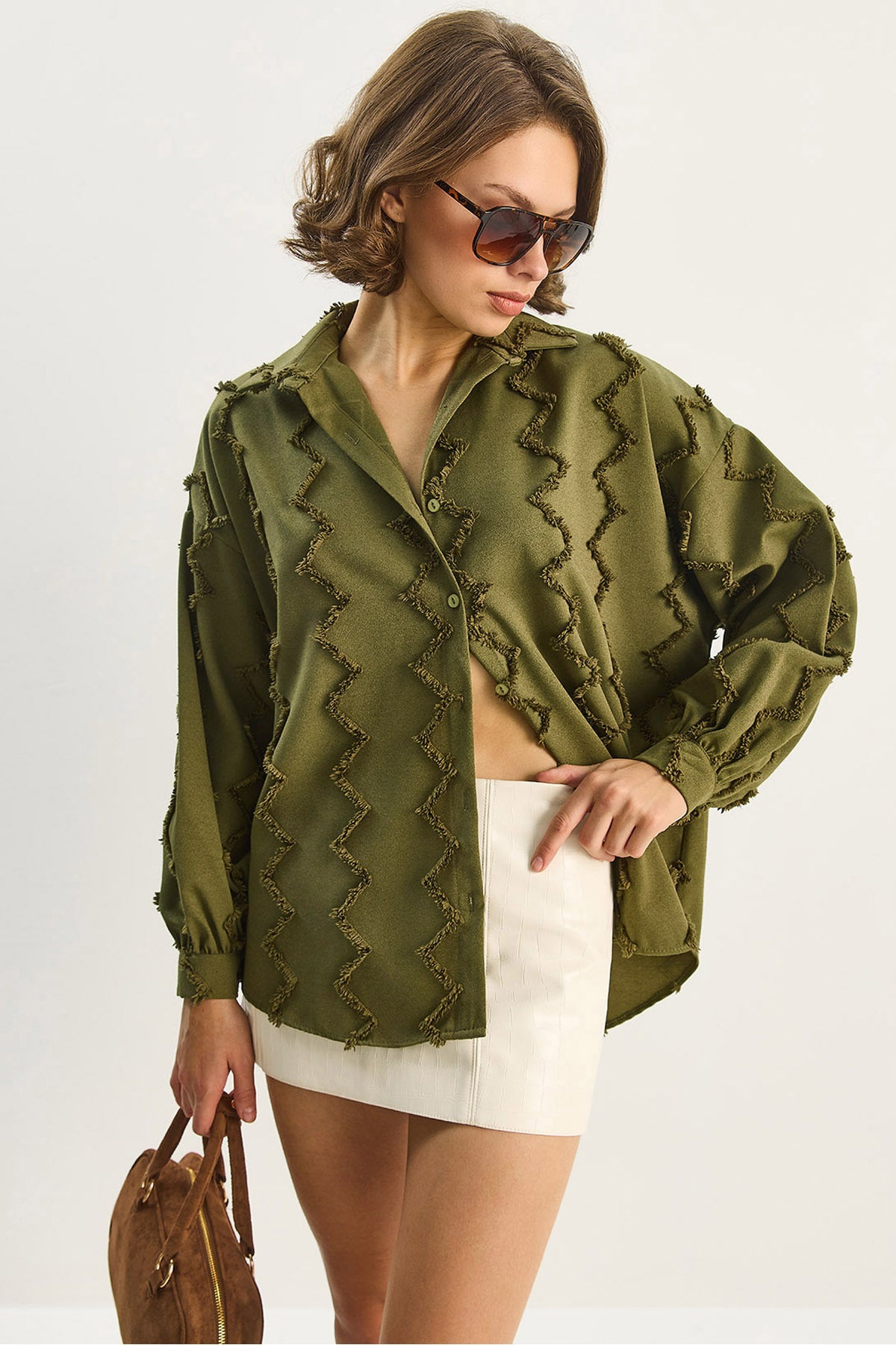 Women's Zigzag Tasseled Oversize Shirt 2147 60283638