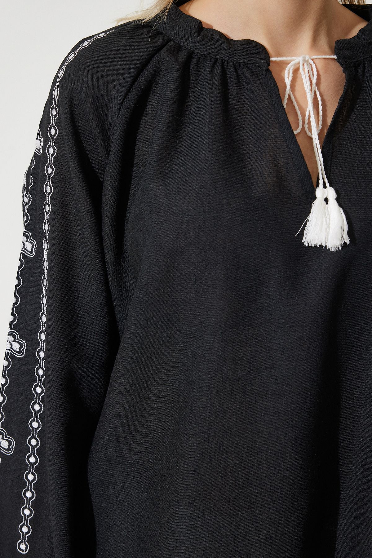 Female Black Embroidered Oversize
