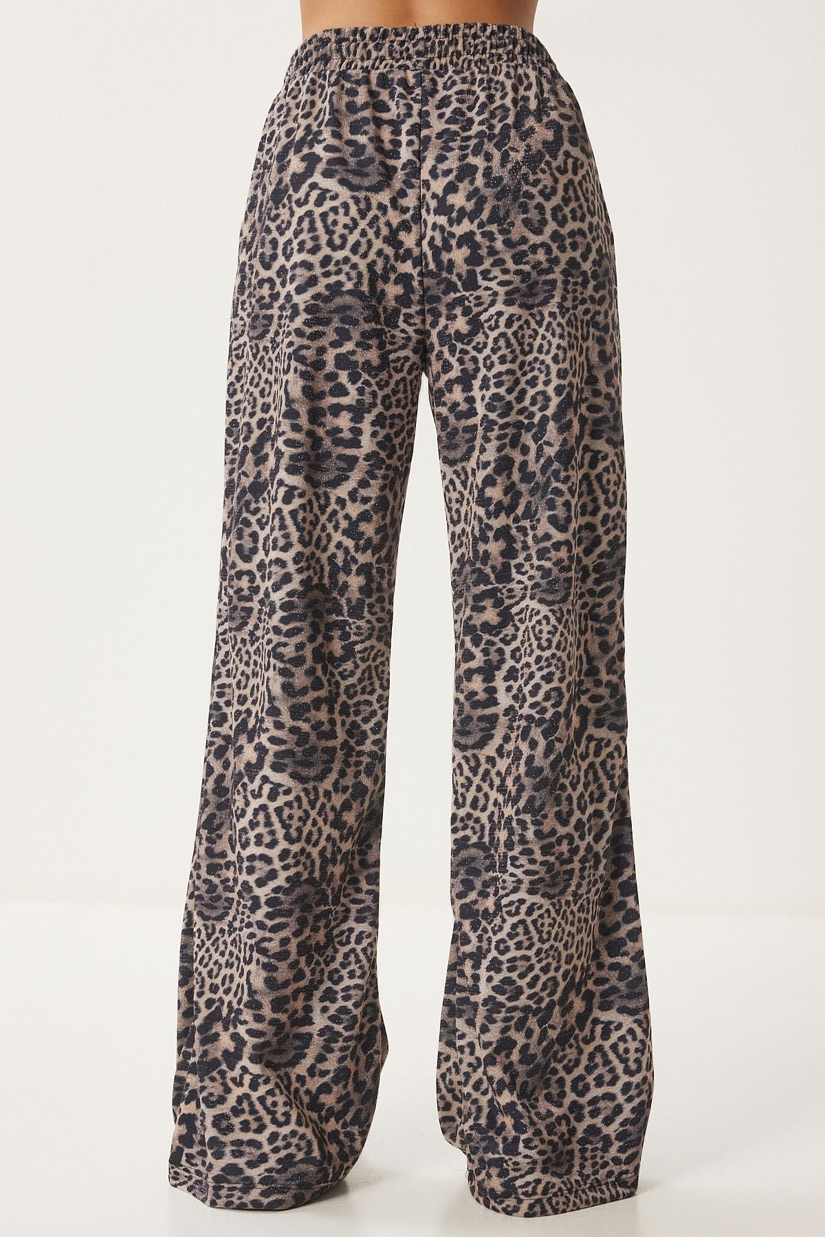 Female mink black leopard patterned silvery knitting tracksuits six FN03415
