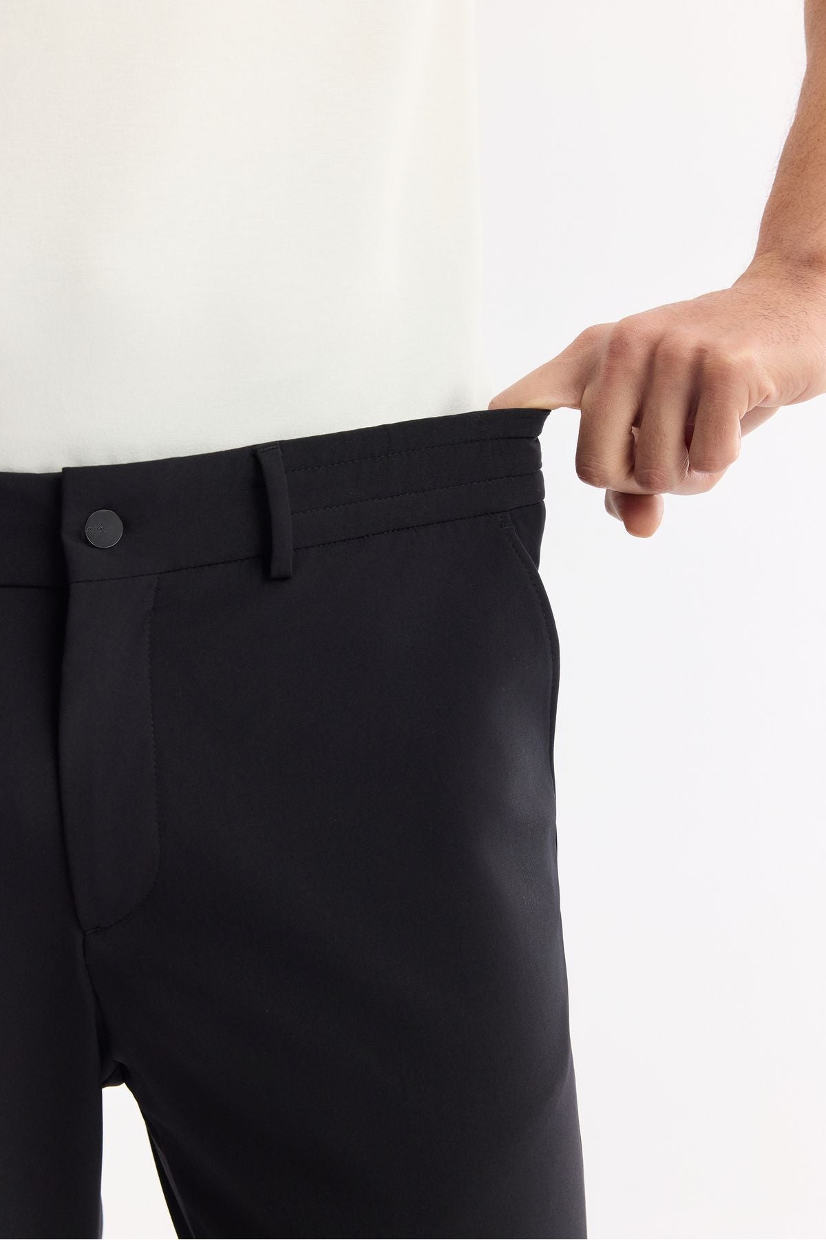 Men's Black Side Teknik Fabric Nora Slim Fit Pants A51y3077
