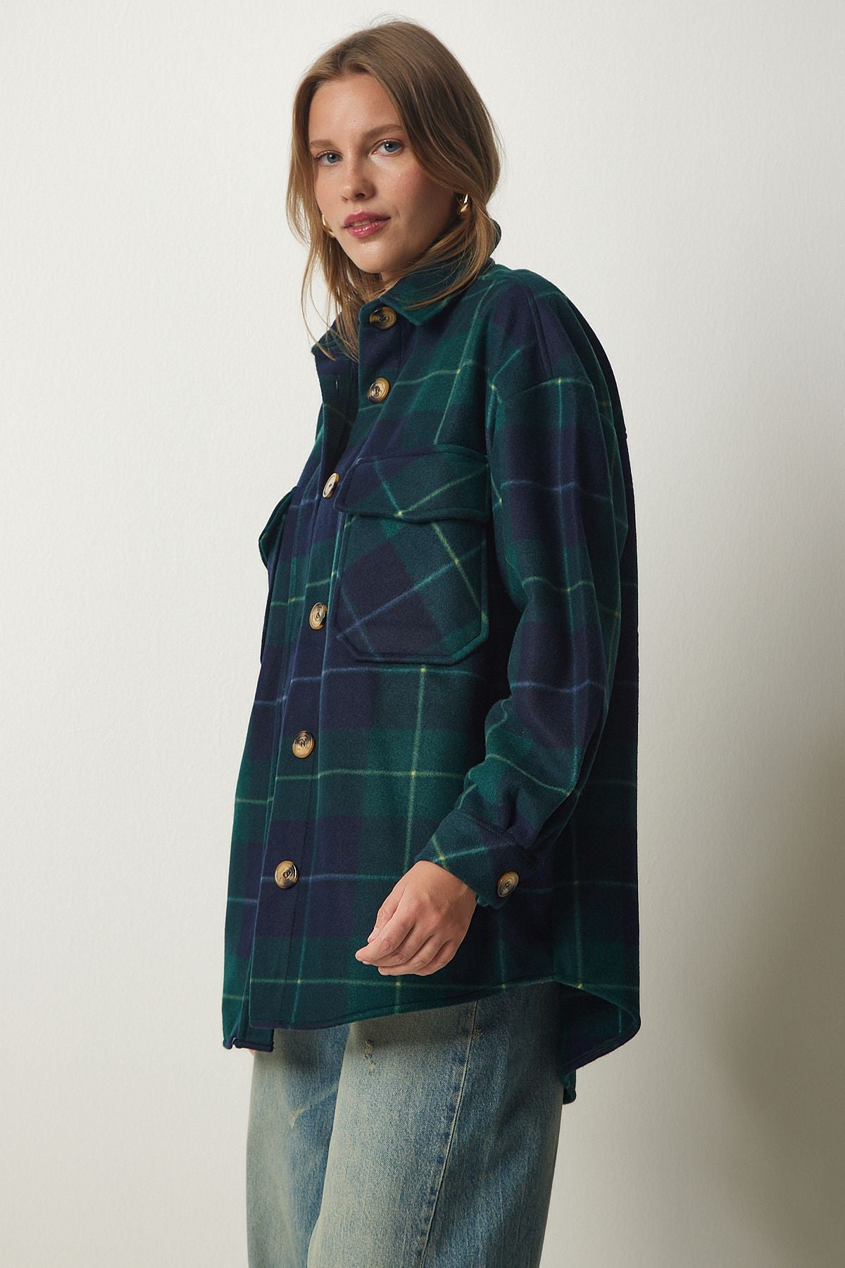 Female Emerald Green Woody Polar Shirt Jacket UB00122