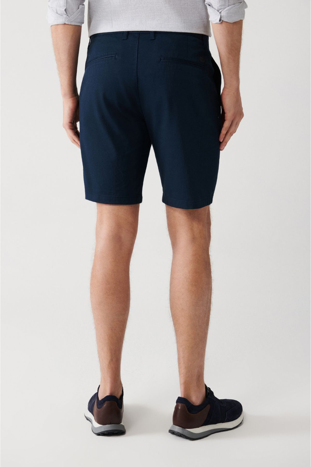 Men's navy blue flexible patara chino canvas shorts B003730