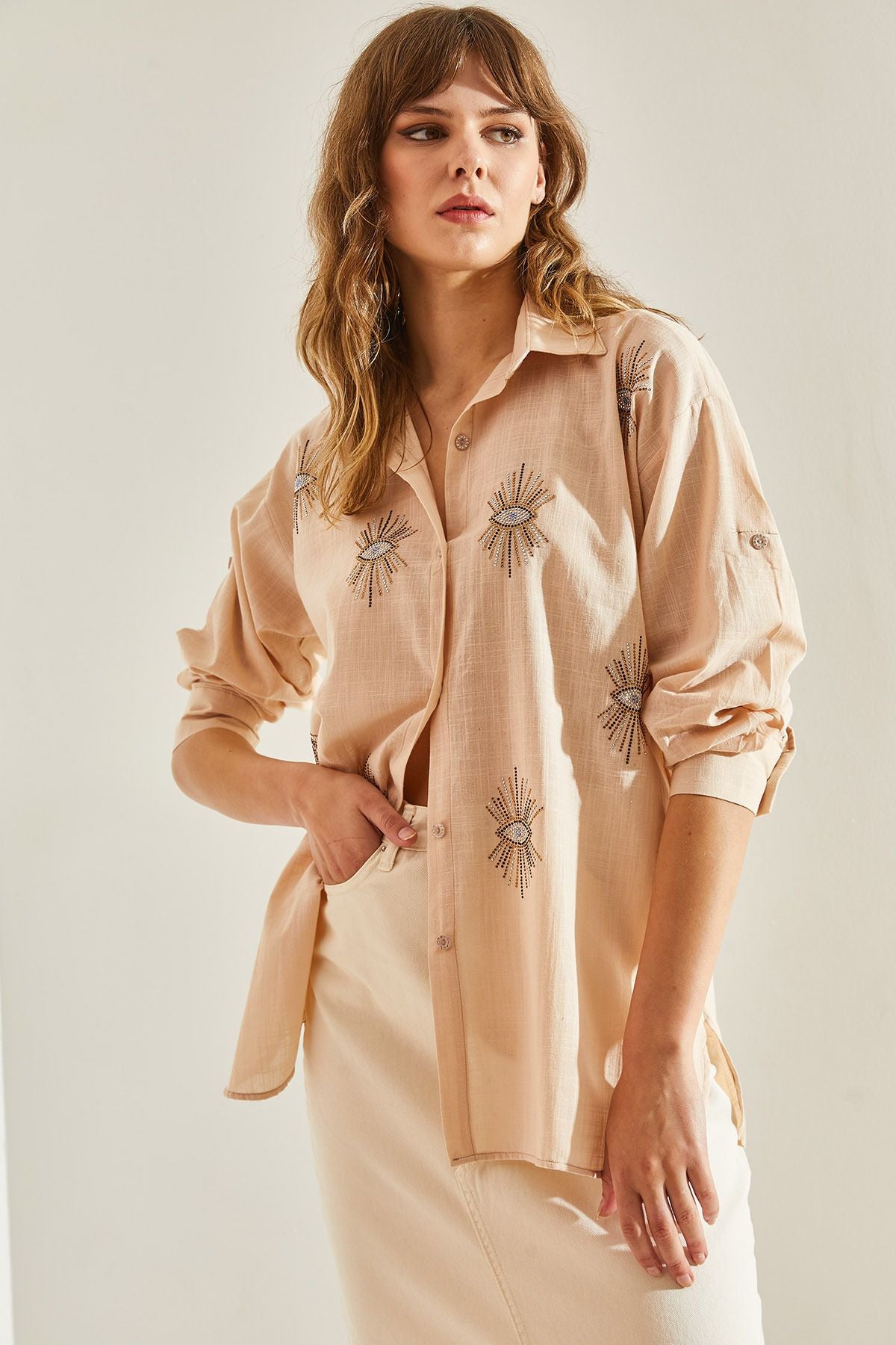 Female Linen Eye Stone Sofia Keten Shirt 60181016