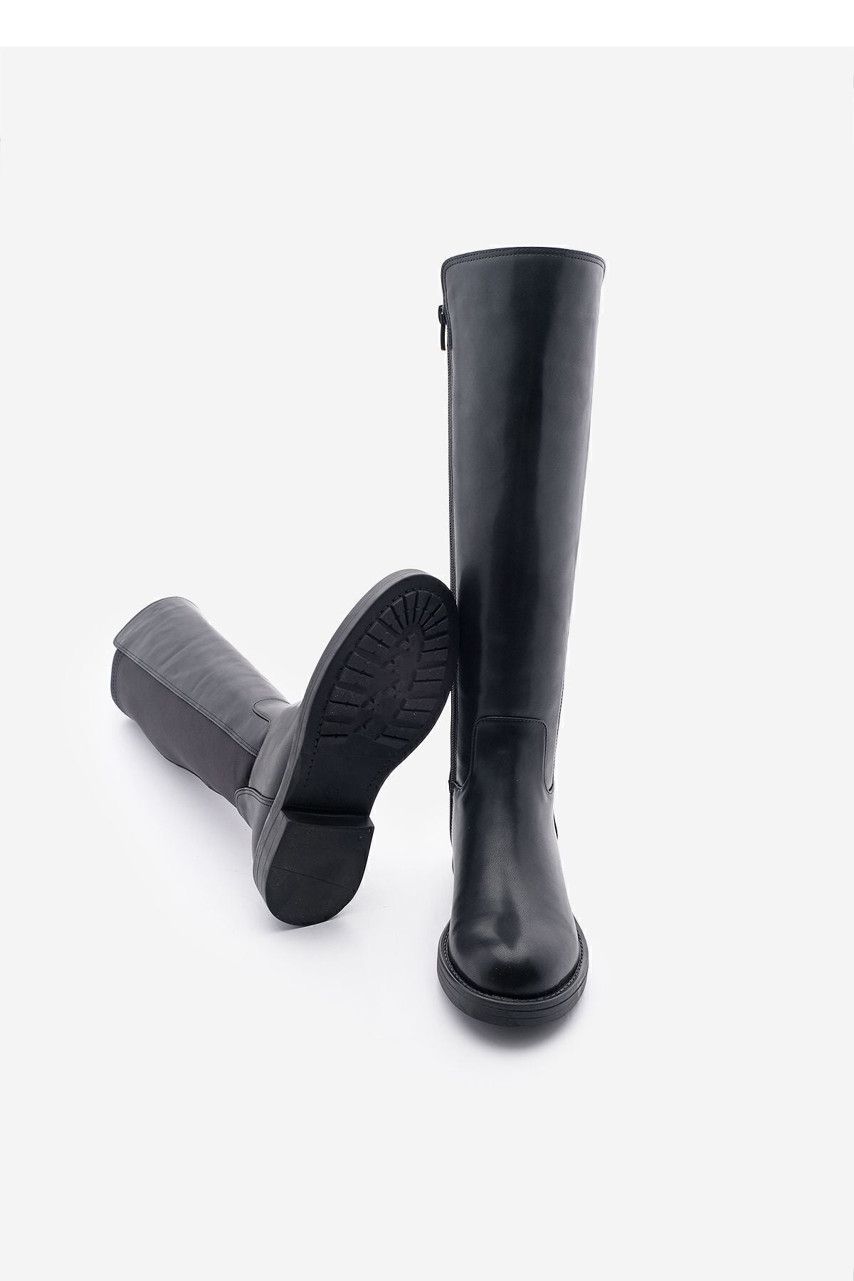 Women's daily boots rubber stretch kneealtı enpar black