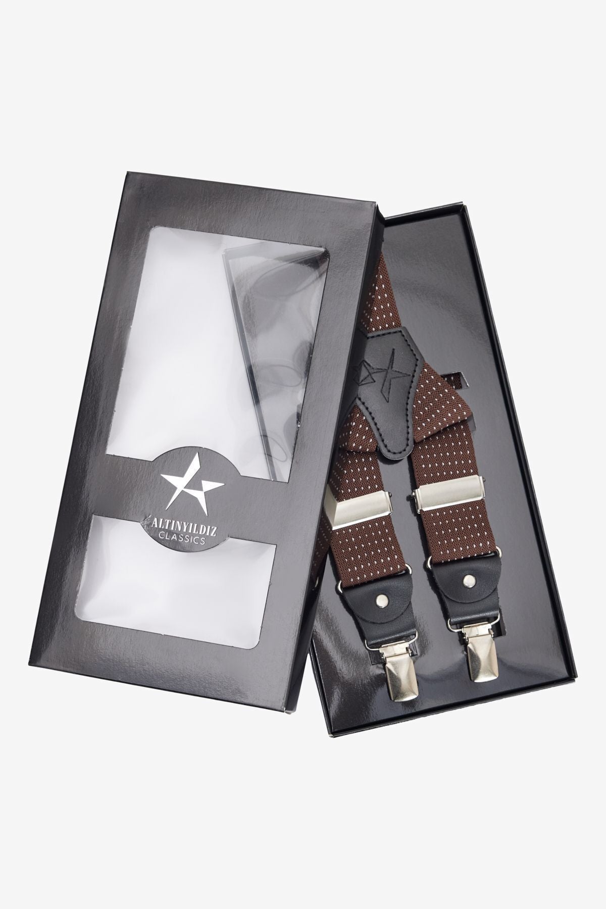 Men's Coffee-White Special Gift Boxed Patterned Pants Strap