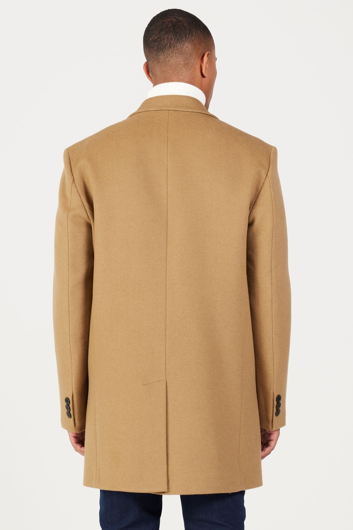 Men's Camel Standard Fit Normal Cut Mono Yaka Wool Coat