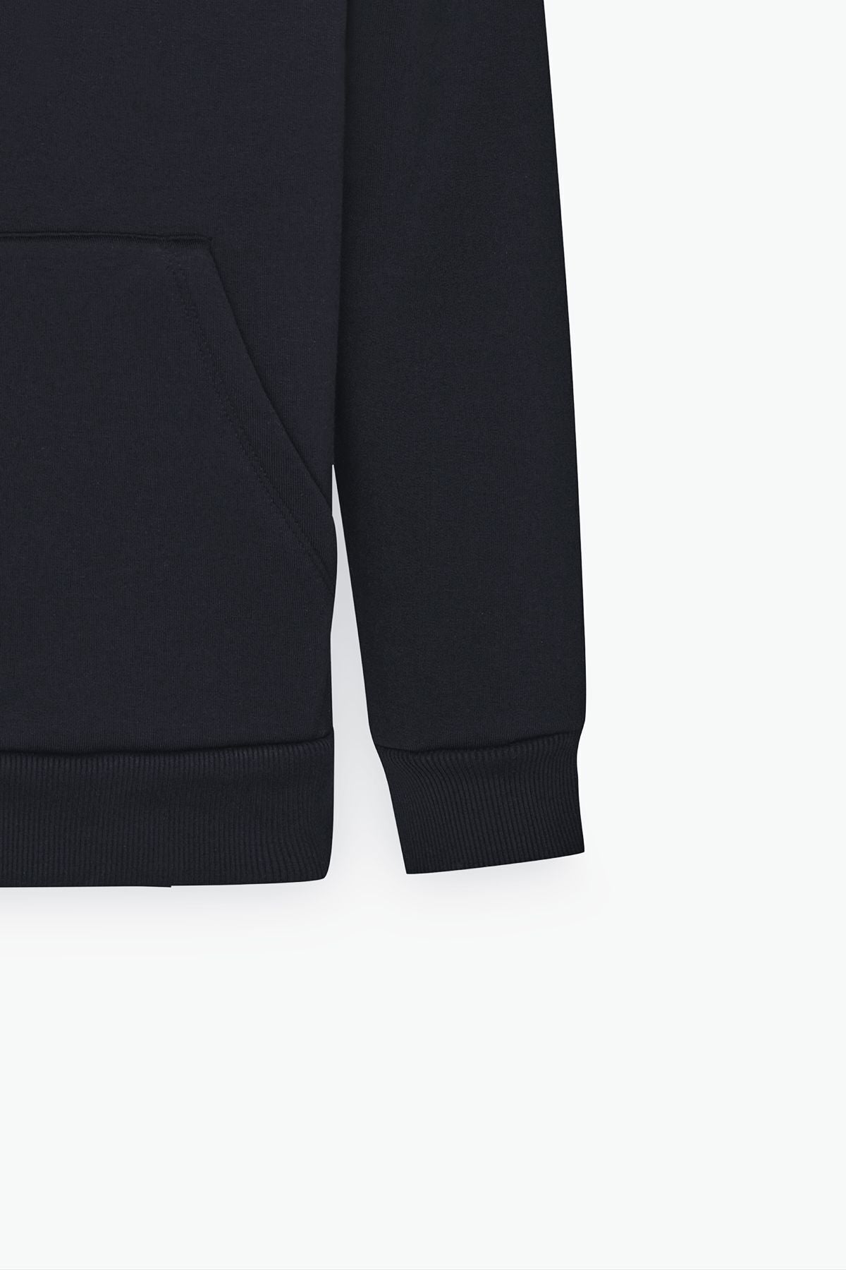 Men's Black Standard Fit Normal Cutting 2 IP Cotton Hoped Sweatshirt