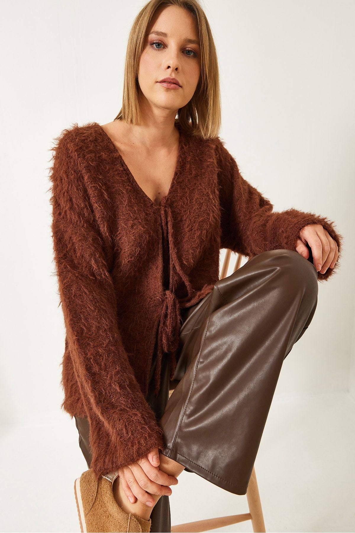 Female Furry Connected Cardigan 241116 60261223