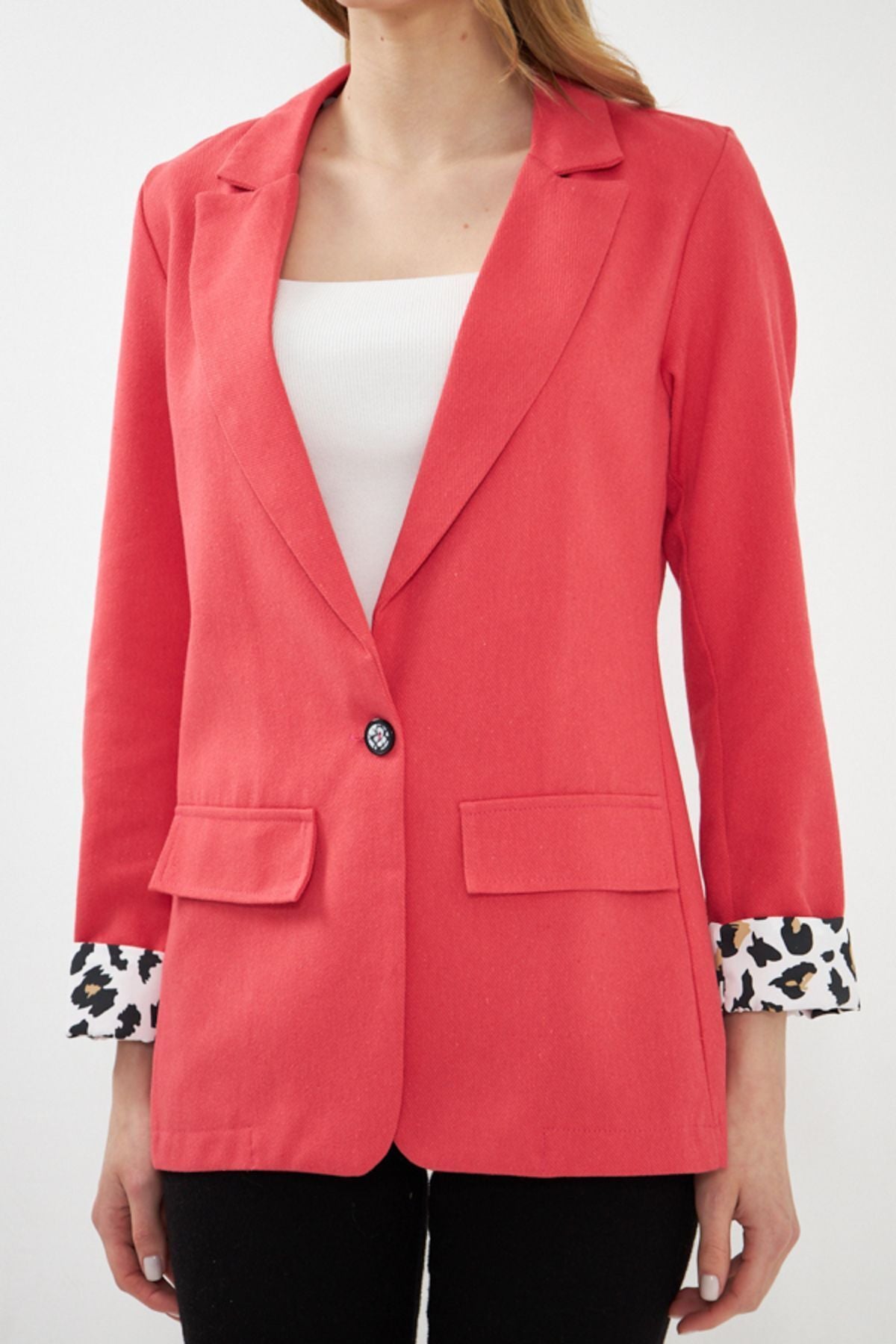 Female Pomegranate Flower Dekaeksi Jacket Jacket Pocket Cover Arm-Leopard Arm-24Y001039