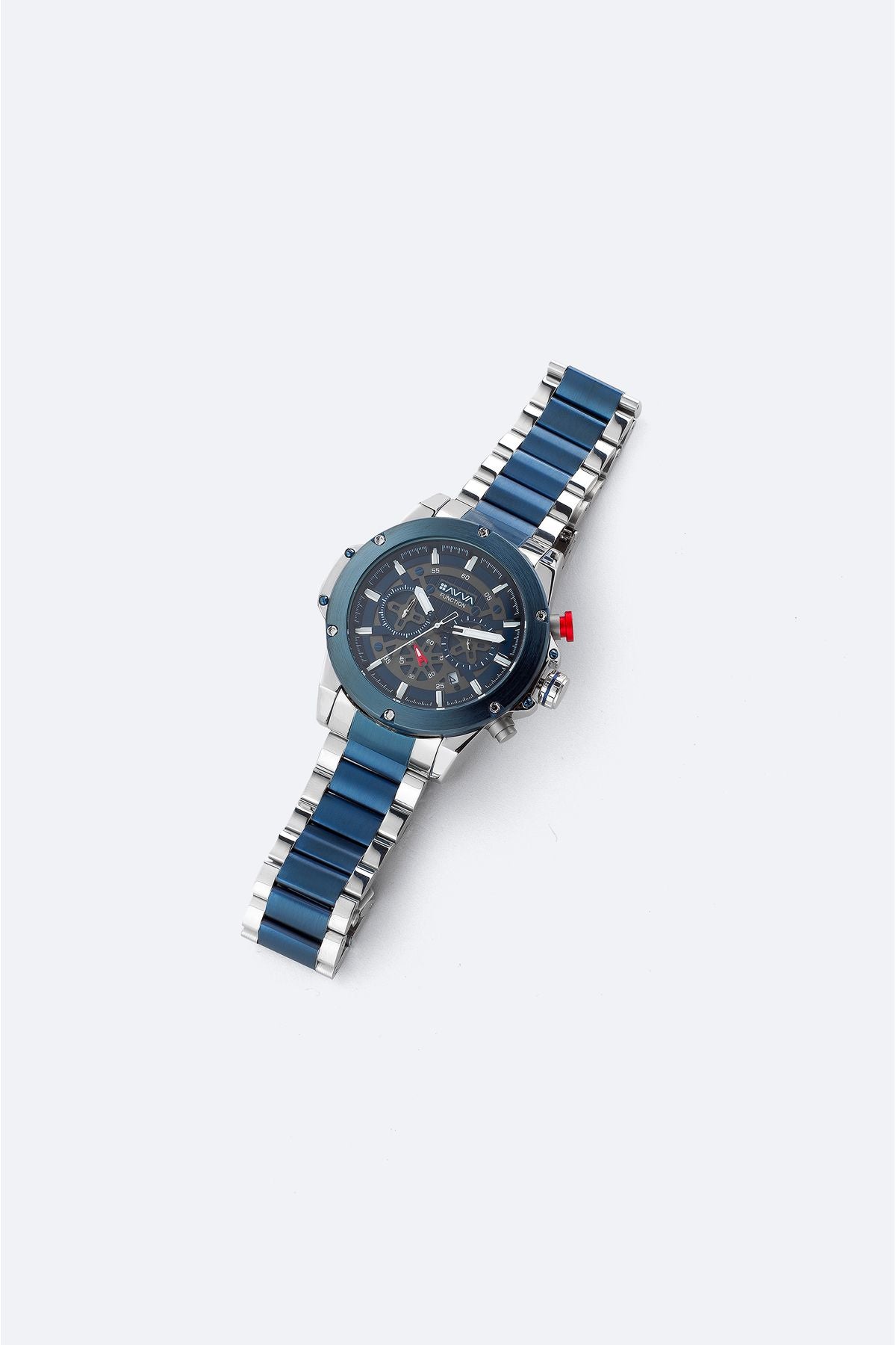 Men's Silver-Indigo Metal Clock B009024