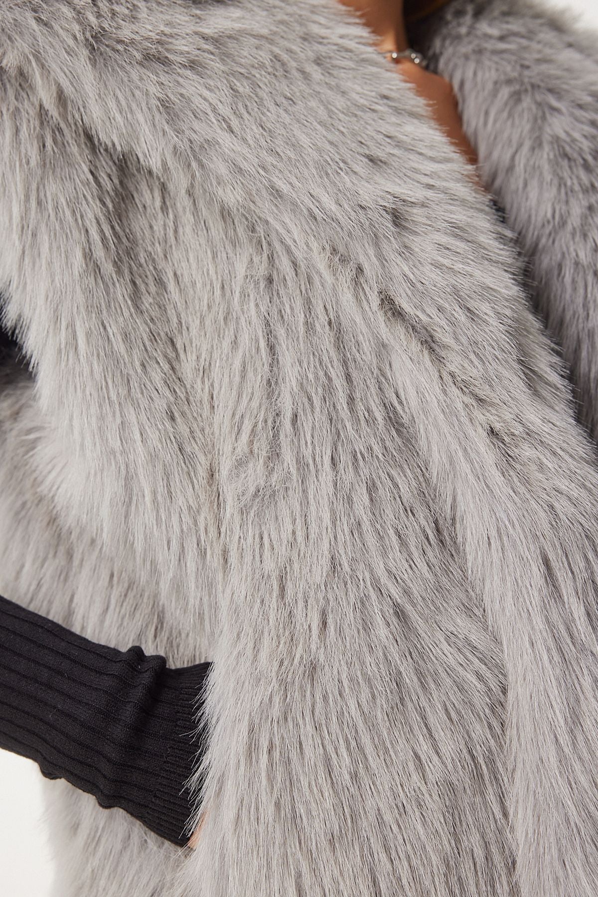 Women's Stone Gray Artificial Fur Vest YL00003