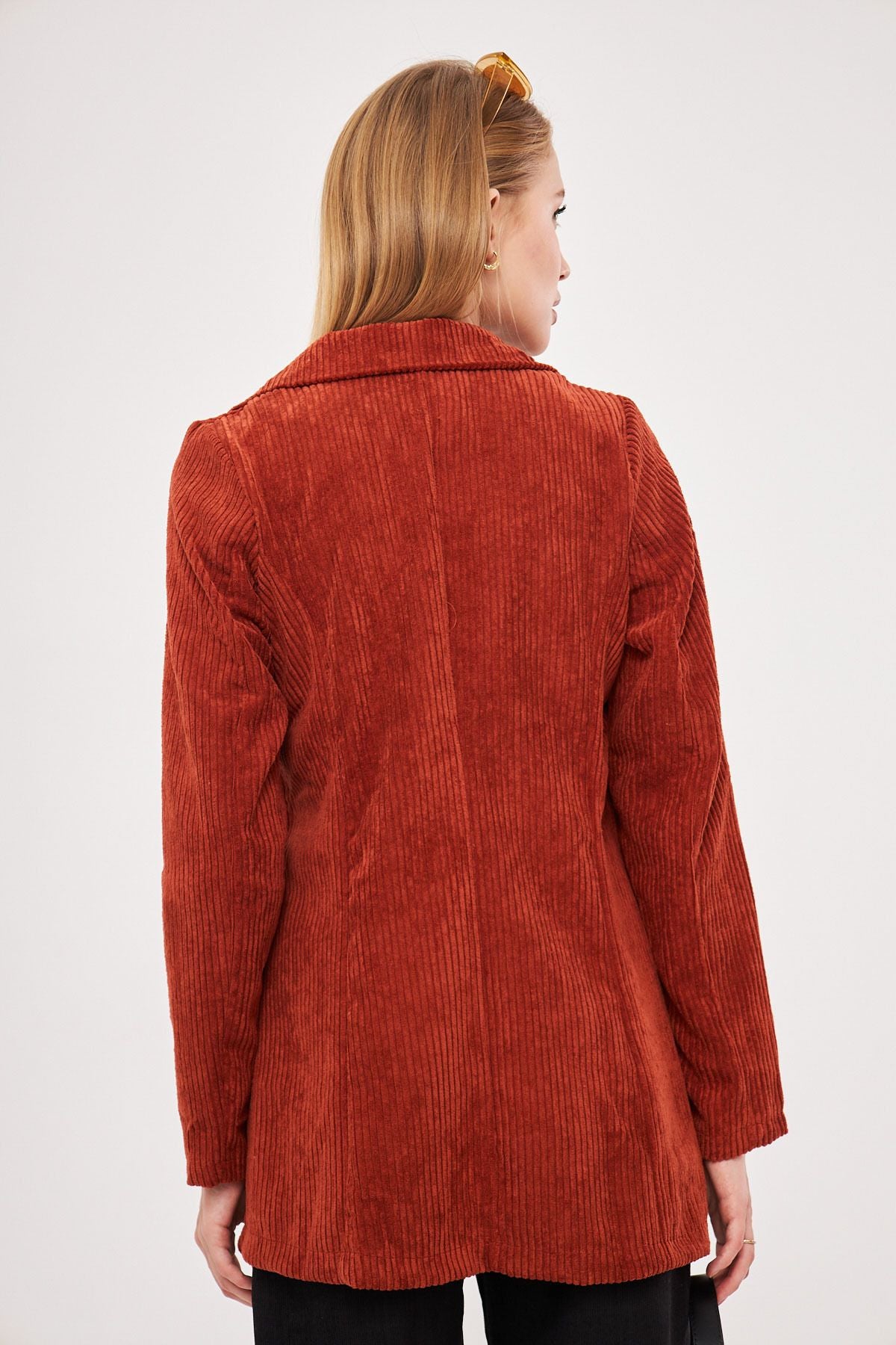 Female Tile Single button Velvet Jacket ARM-24K001043