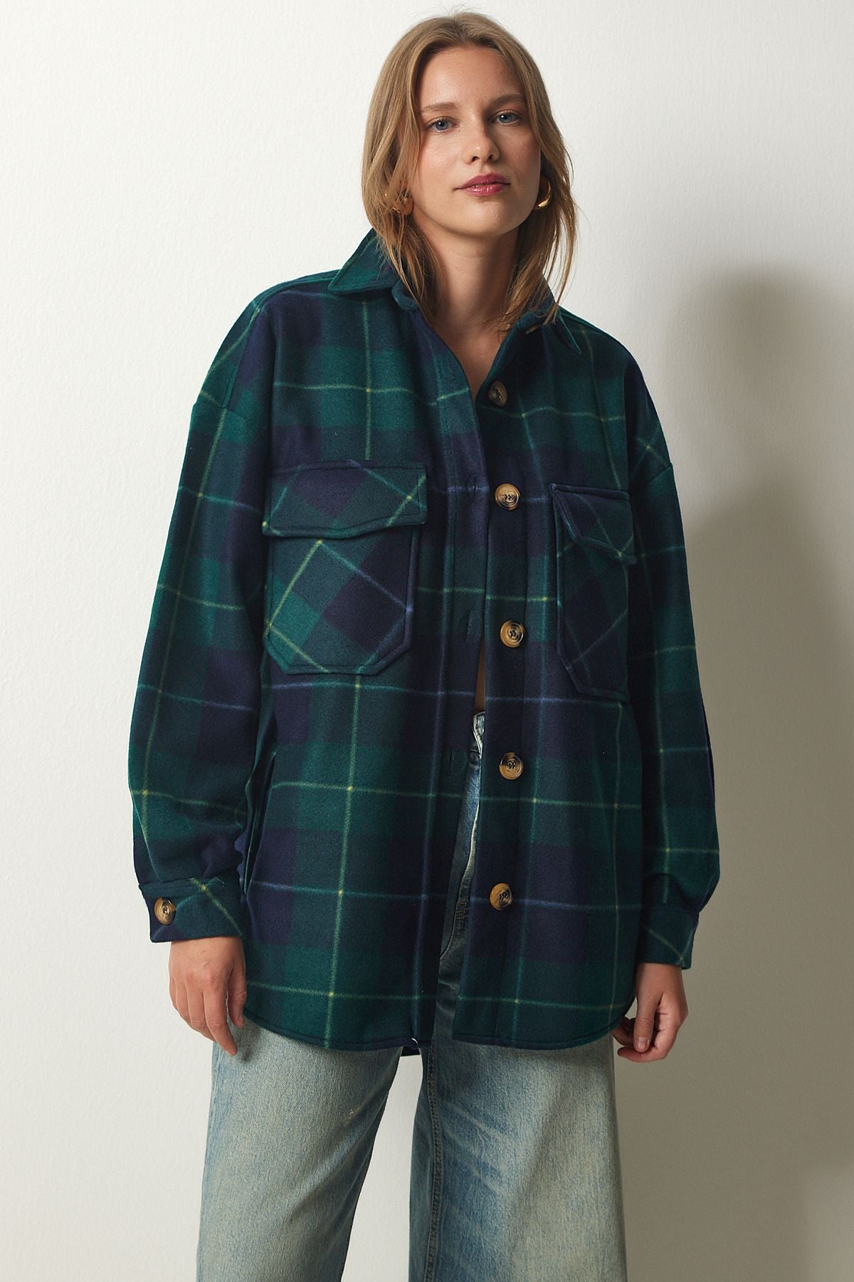 Female Emerald Green Woody Polar Shirt Jacket UB00122