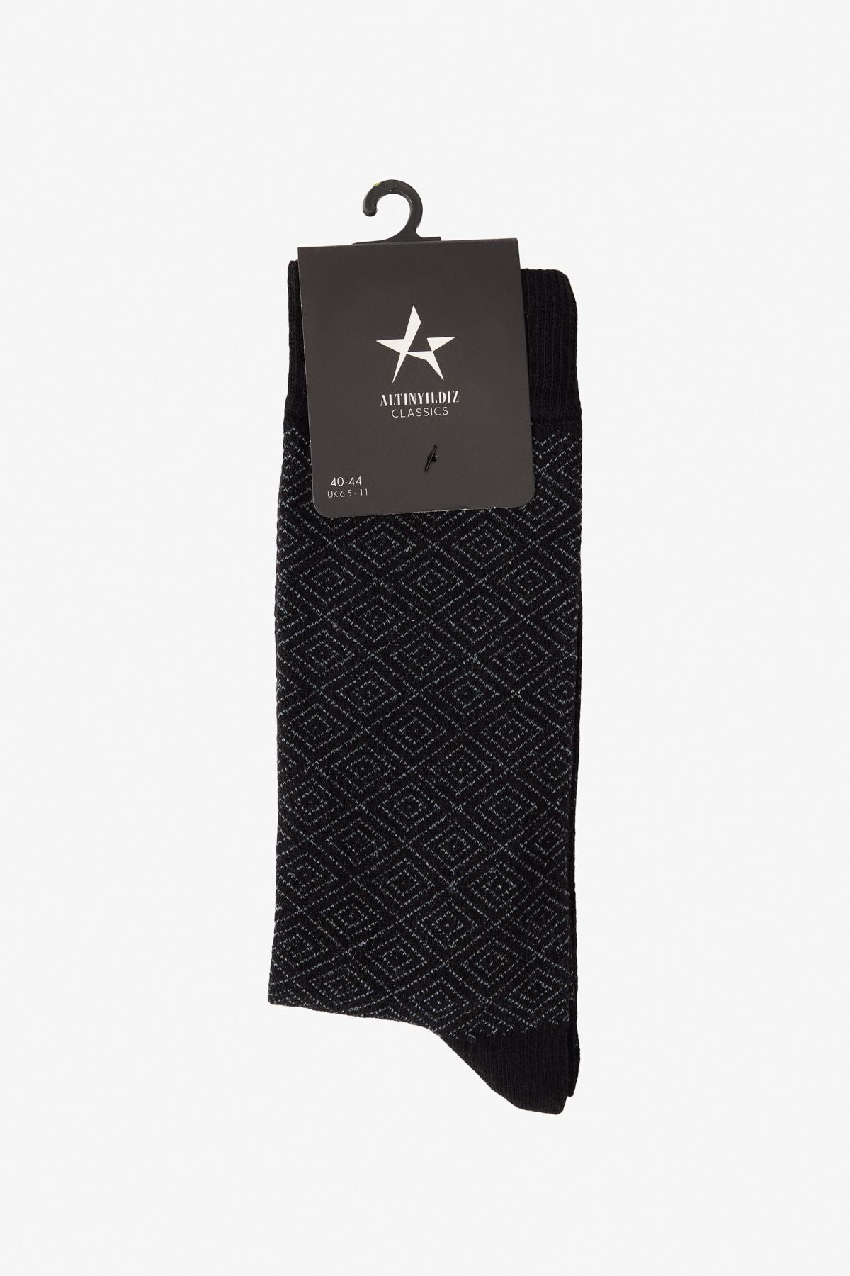 Men's black-gray cotton flexible patterned single socket socks