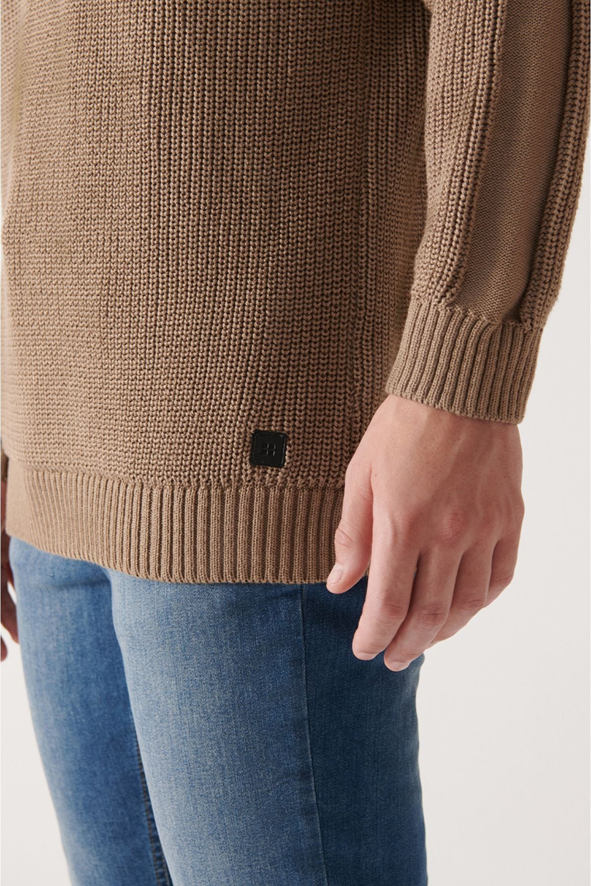 Men's mink bike collar cotton shabby knitwear sweater A22y5007