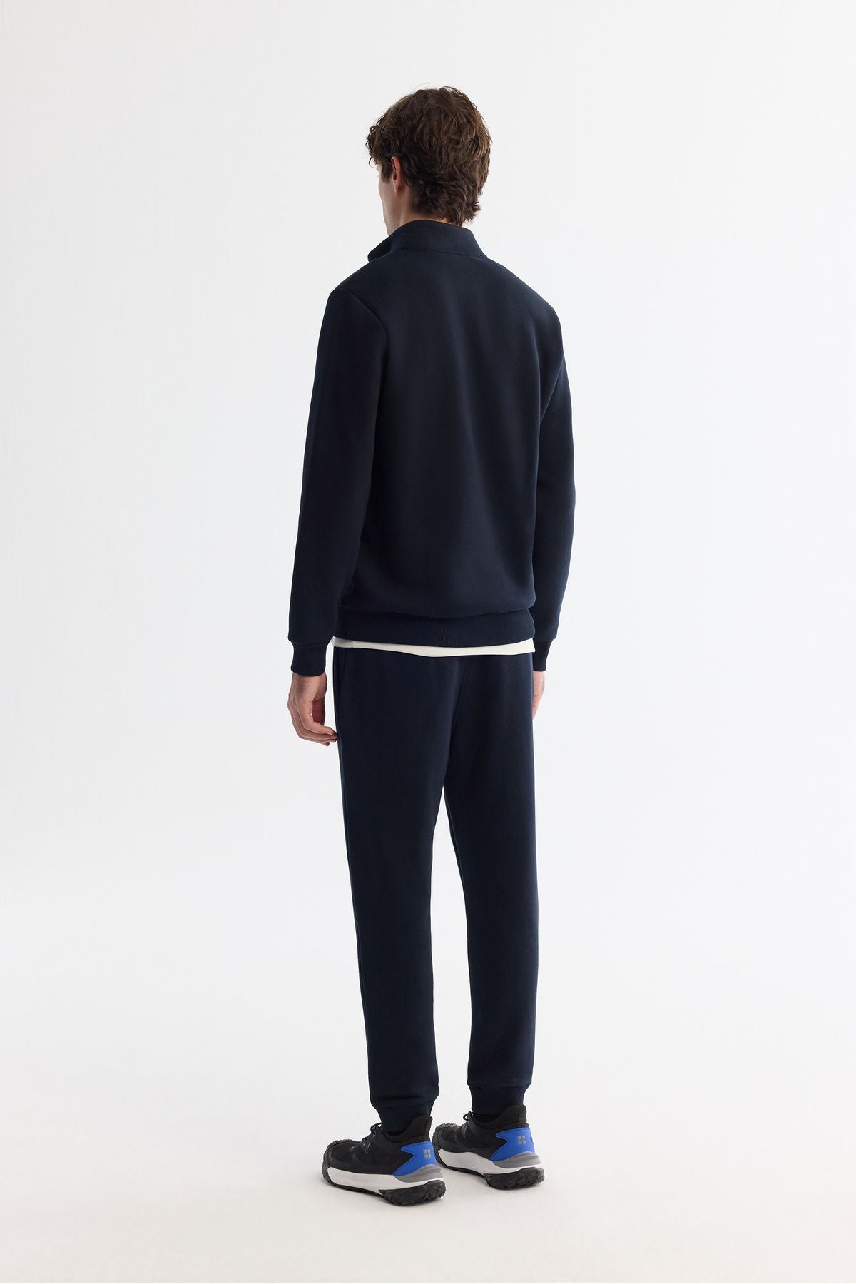 Men's navy blue upright collar zipper 3 -IP -Sweatshirt E001020