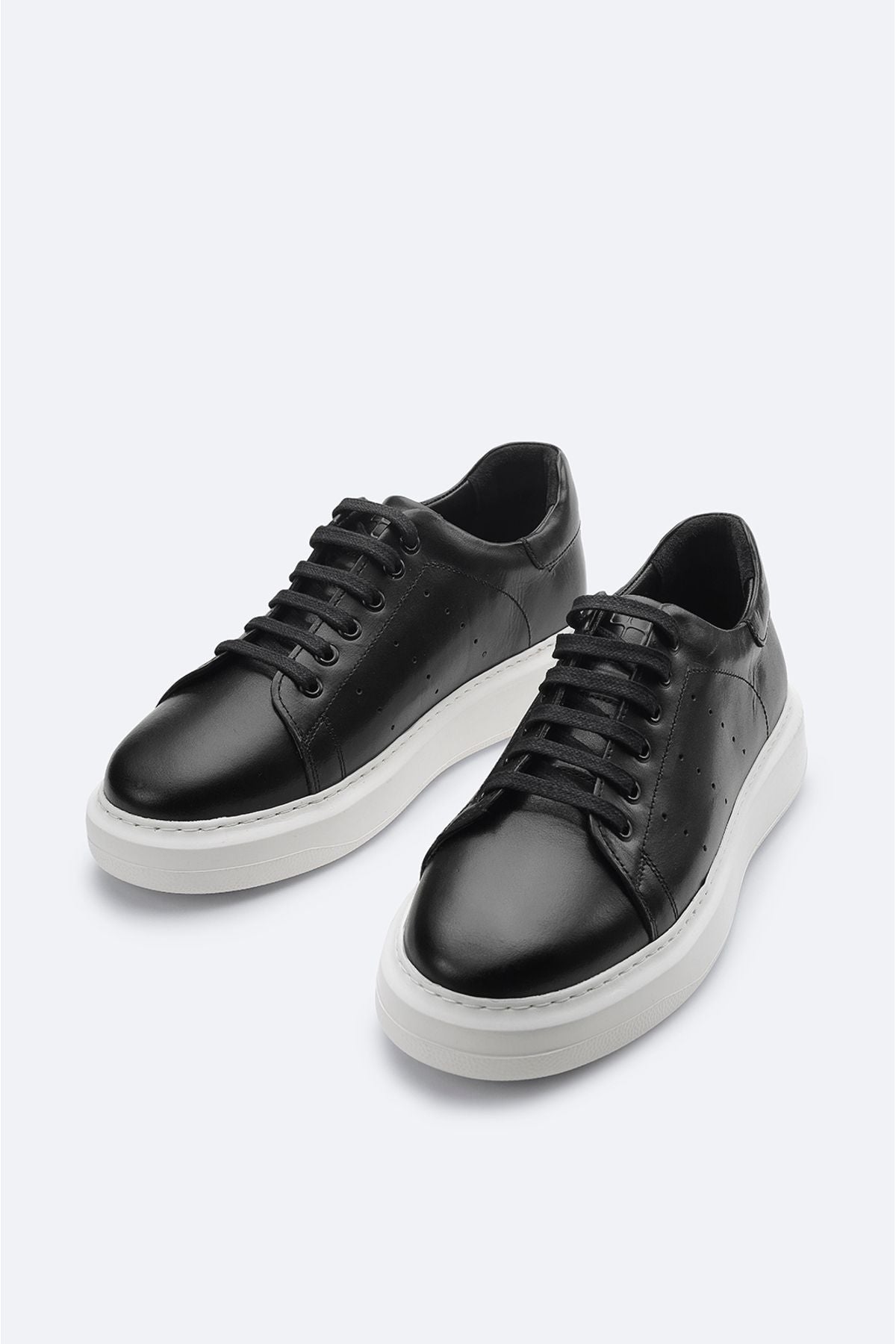 Men's black 100 %leather flexible floor casual shoes B008000