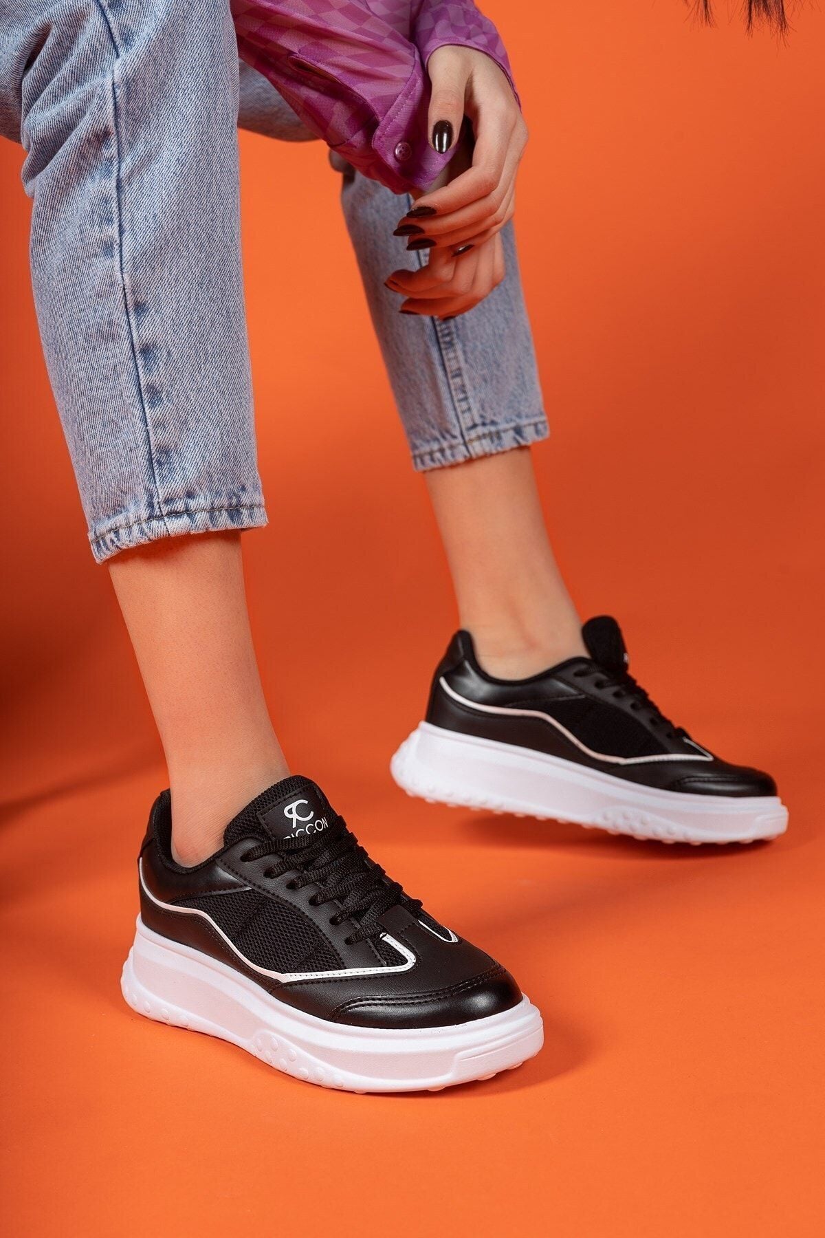 Siyah Beyaz Kadın Sneaker 0012153