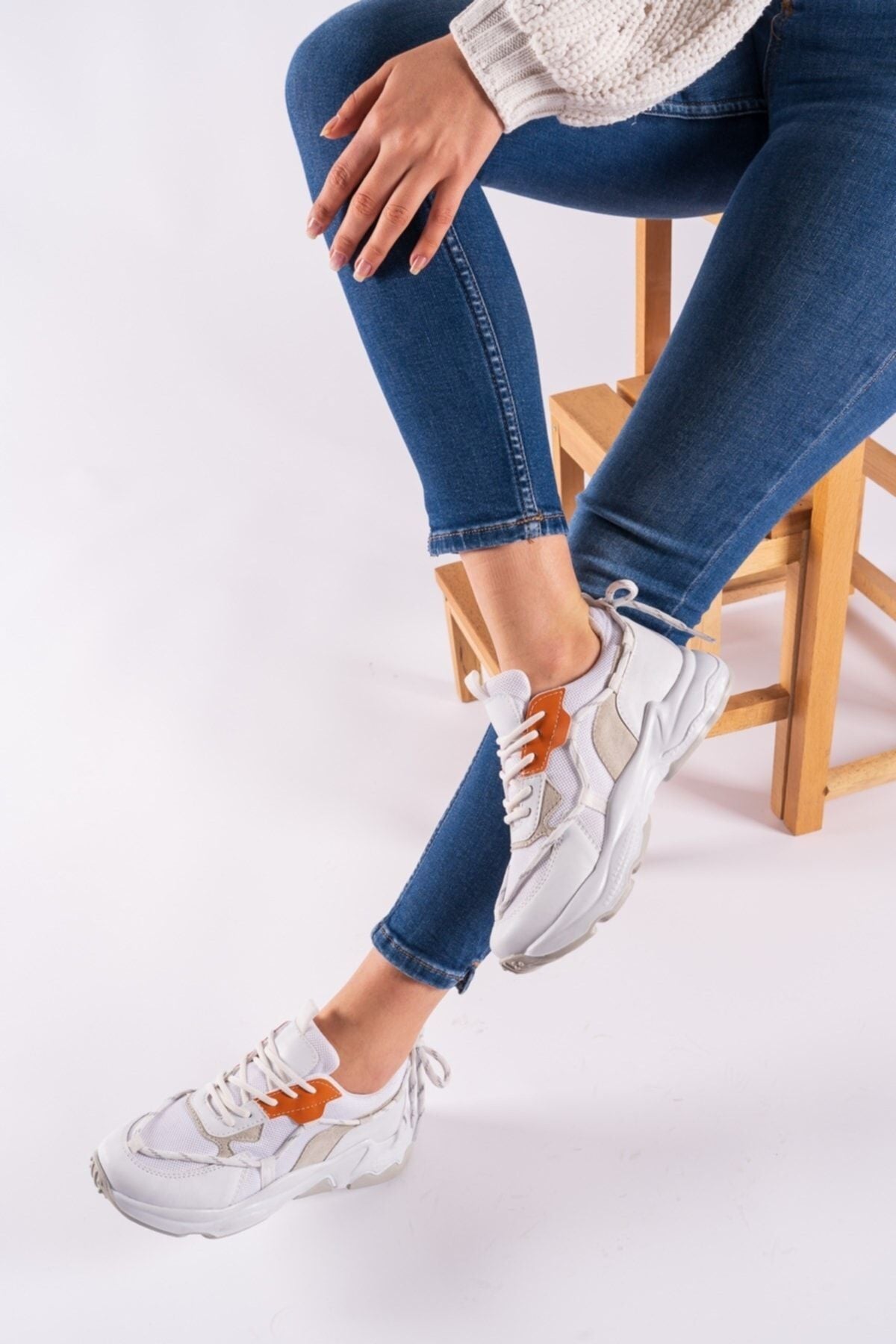 White Orange Woman Sneaker 0012190