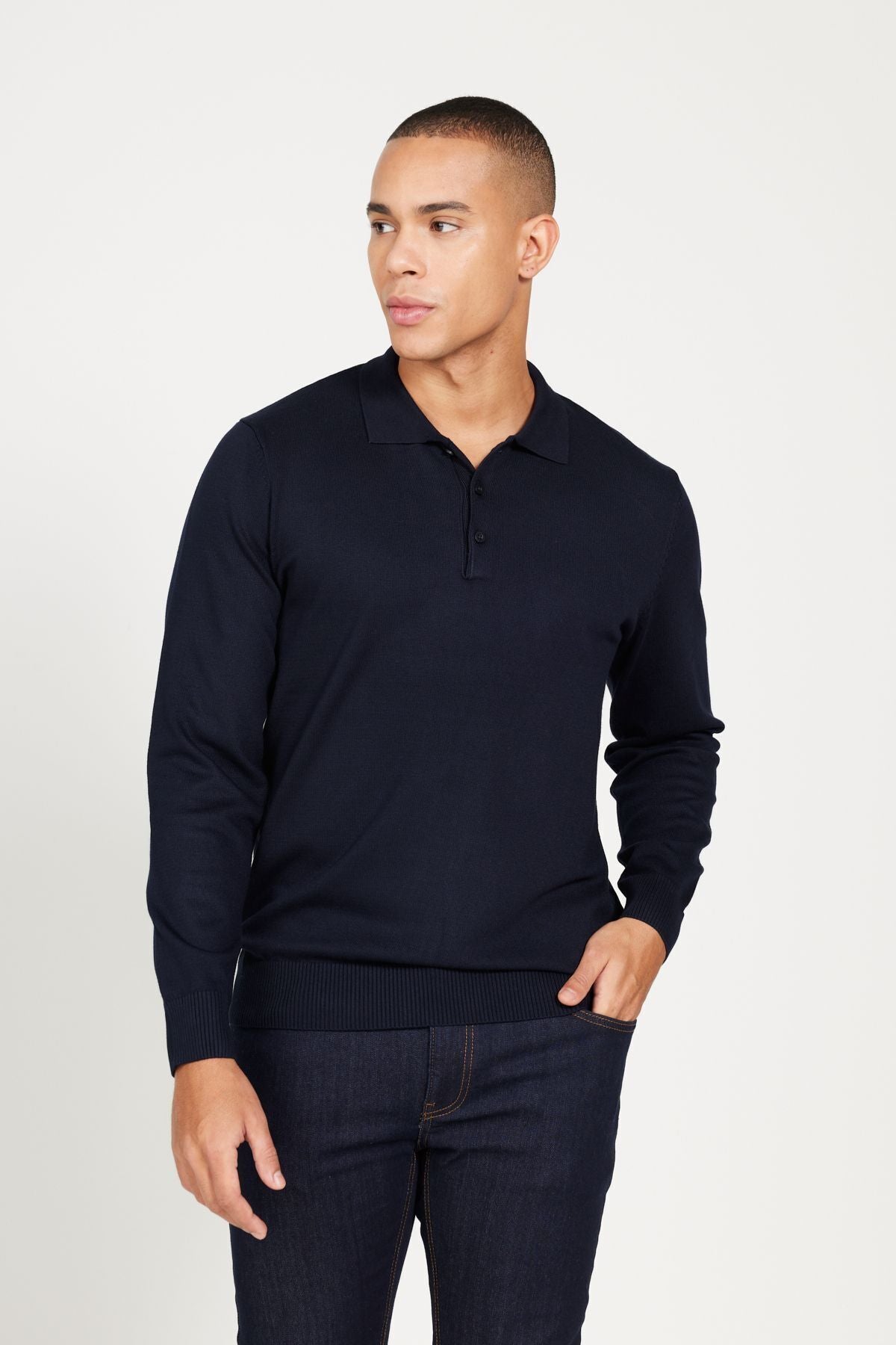 Men's Navy Blue Standard Fit Normal Cut Polico Kazakh