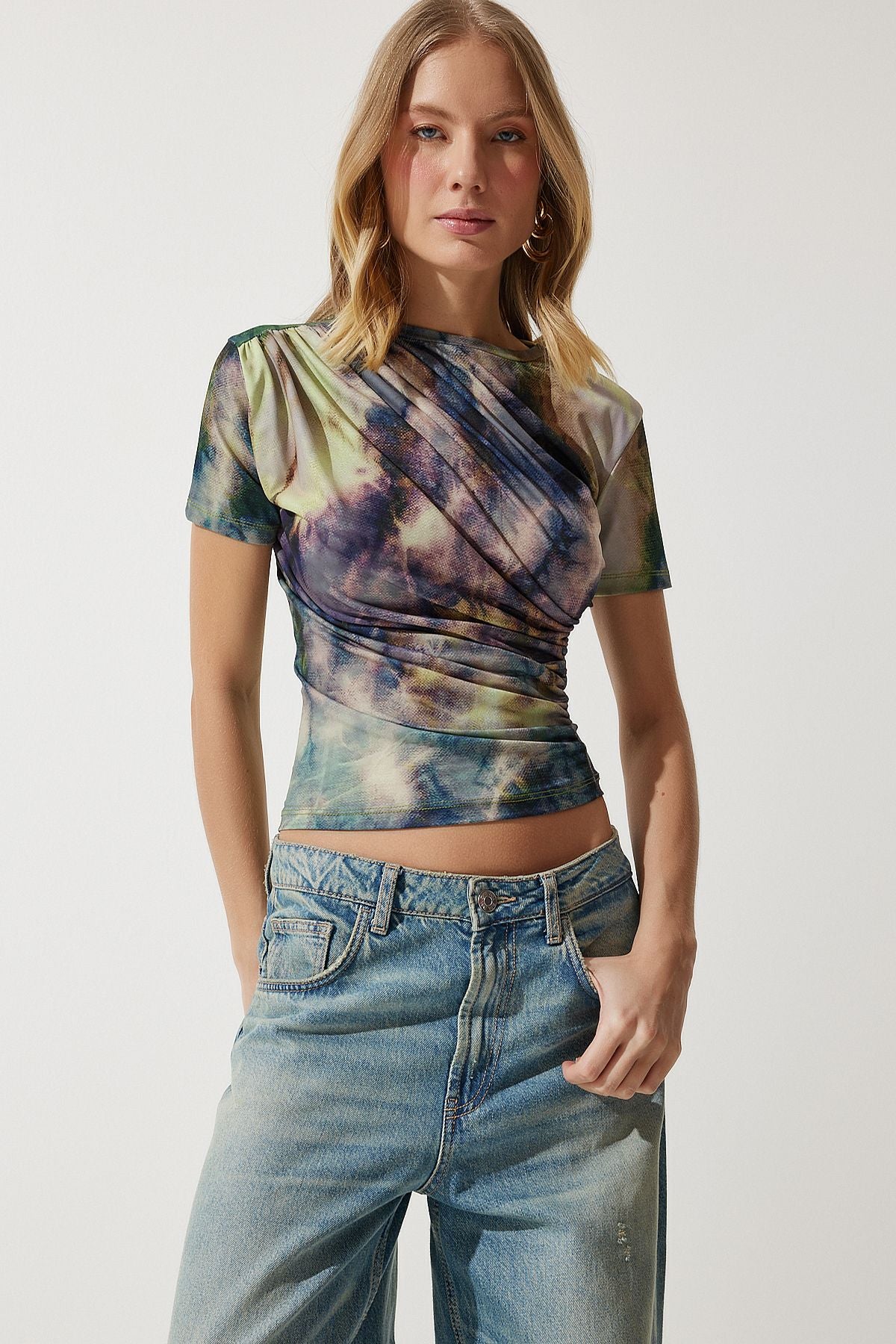 Female Green Patterned Sandy Blouse FF00165