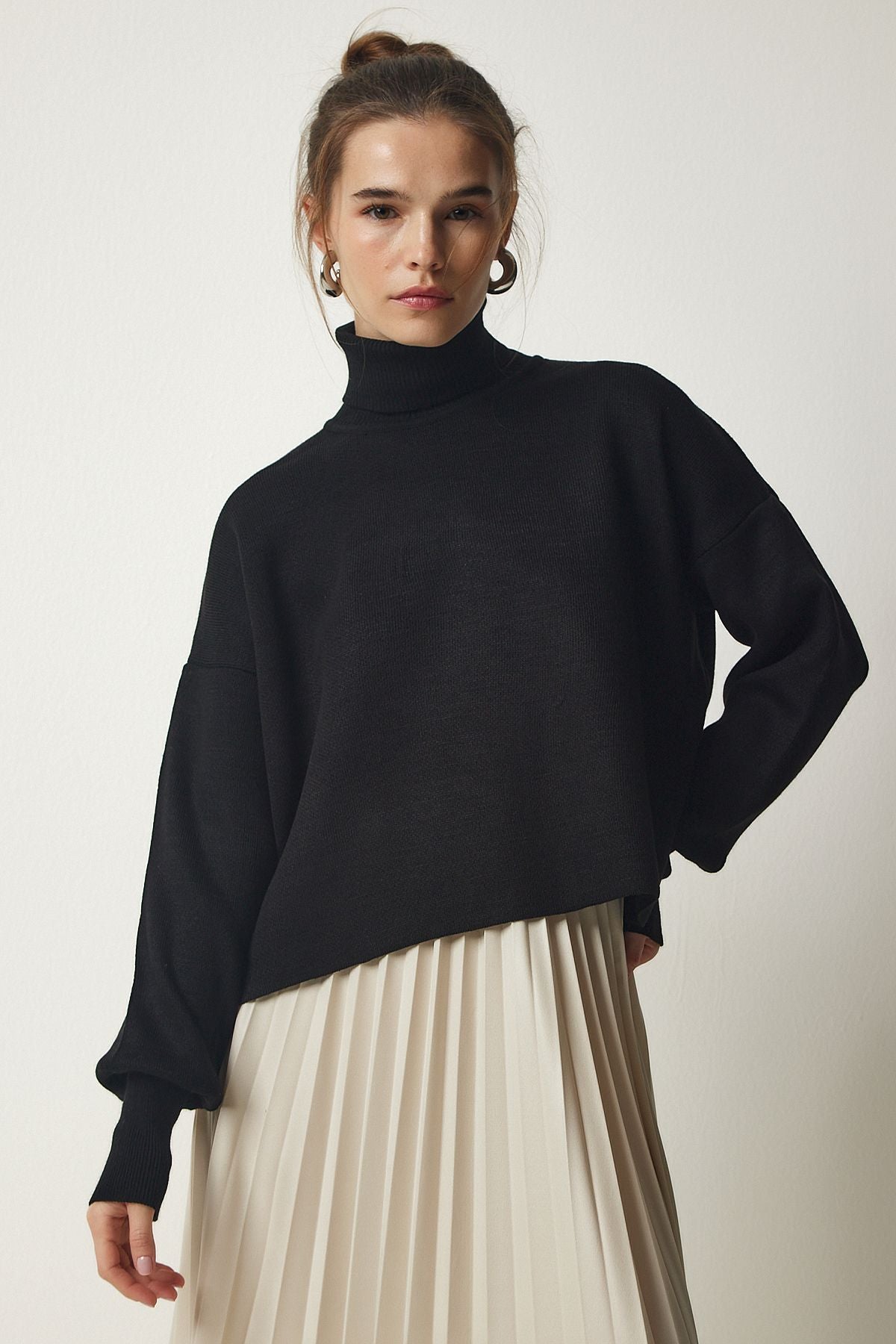 Female black fisherman collar Casual knitwear sweater kg00007