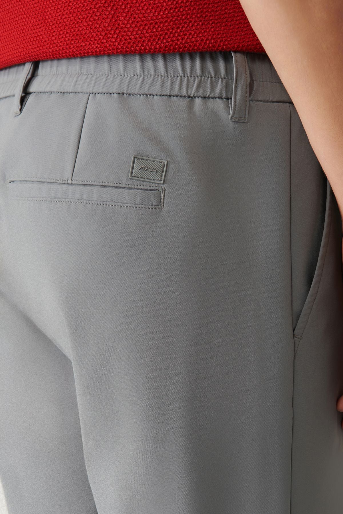 Erkek Gri Beli Lastikli 360 Derece Esnek Teknik Kumaş Pantolon A41y3077