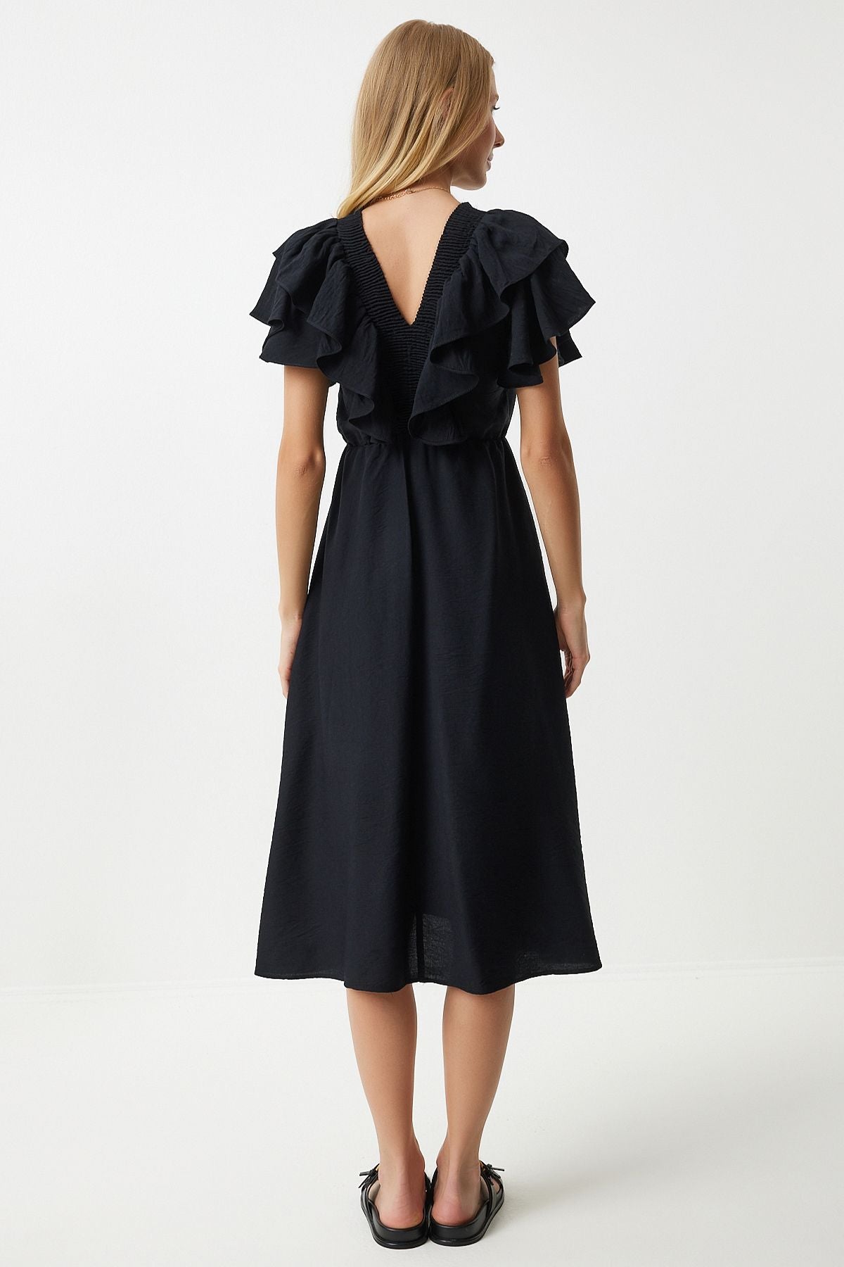 WOMEN'S BLACK SUMMER SUMMER Elastic Knitting Dress RV00196