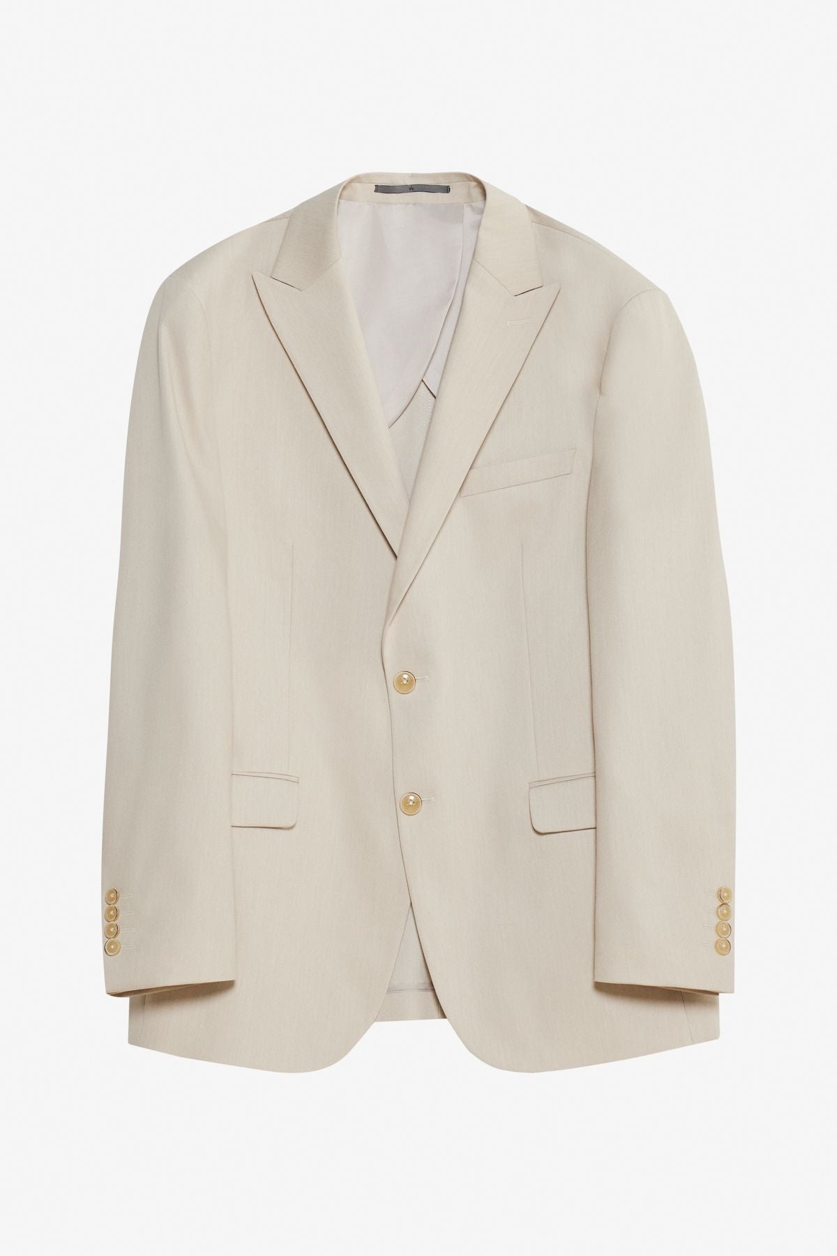 Men's Beige Slim Fit Narrow Cut Swallow Cover Pocket Flexible Suit