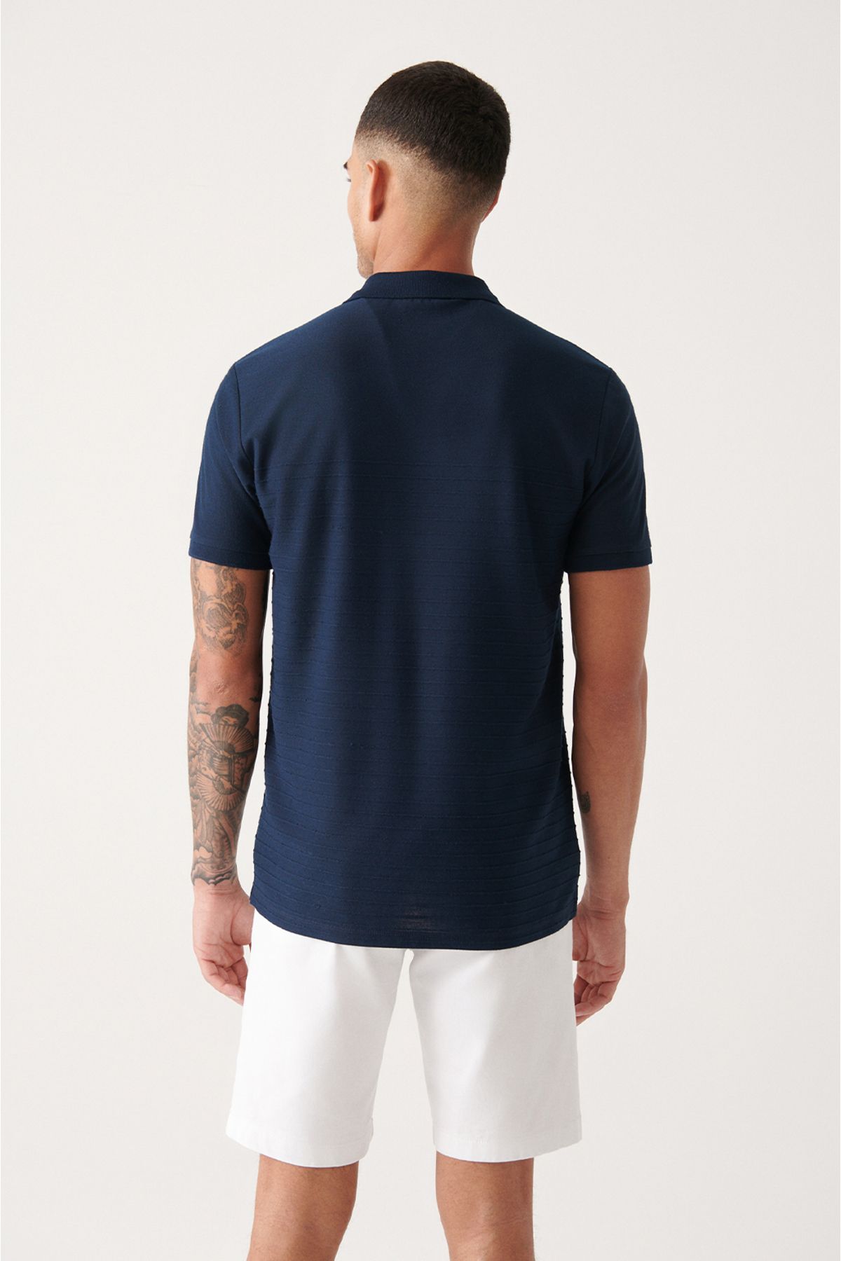 Men's Navy 100 %Cotton Polo Yaka T-shirt A31y1128