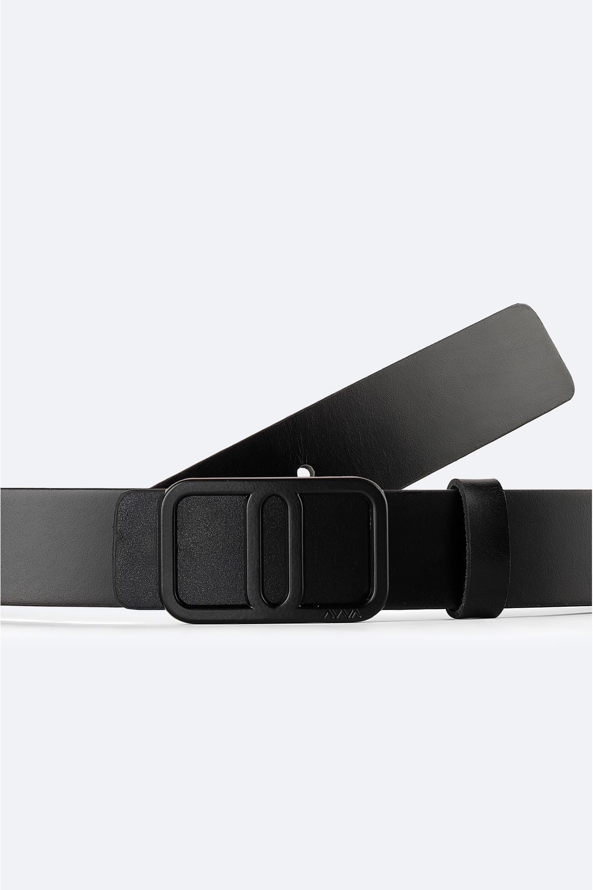 Men's black leather belt A42y9318