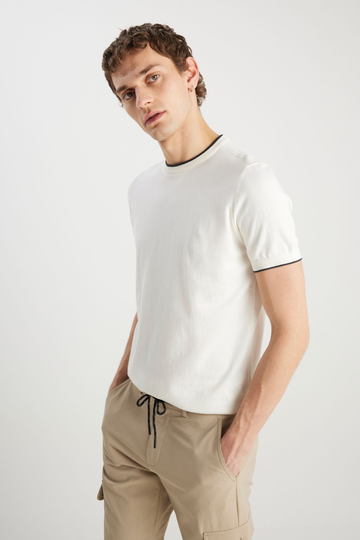 Men's Ecru 100 %Cotton Standard Fit Normal Cut Bicycle Bike Triko T -shirt