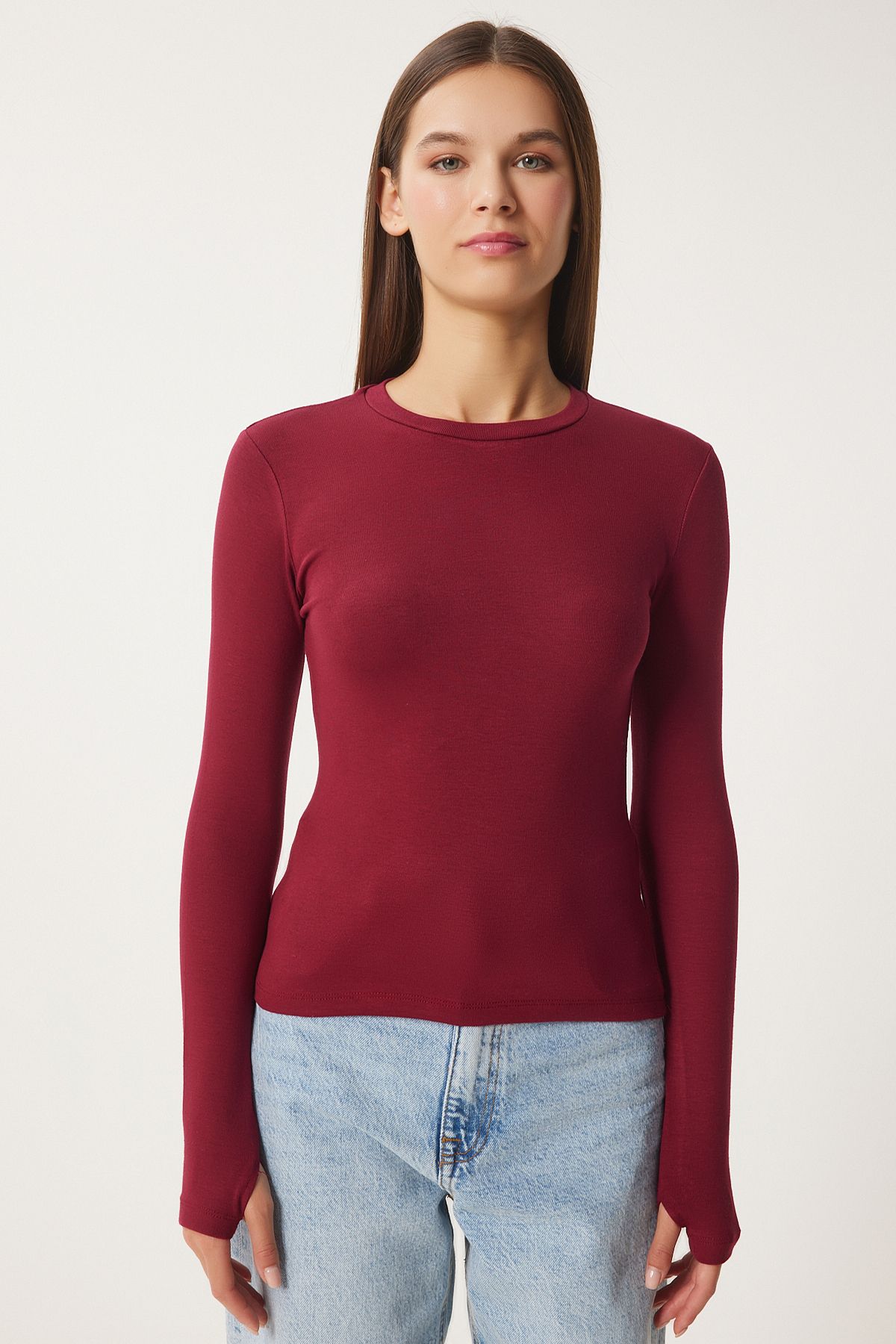 Female Bordeaux Bicycle Neck Basic Knitting Blouse CR00439