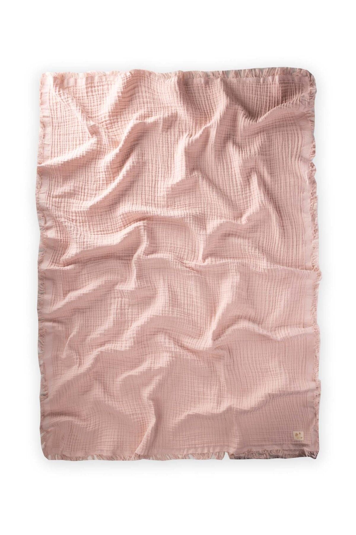 Four -fold tassel blanket 80x120 cm powder pink