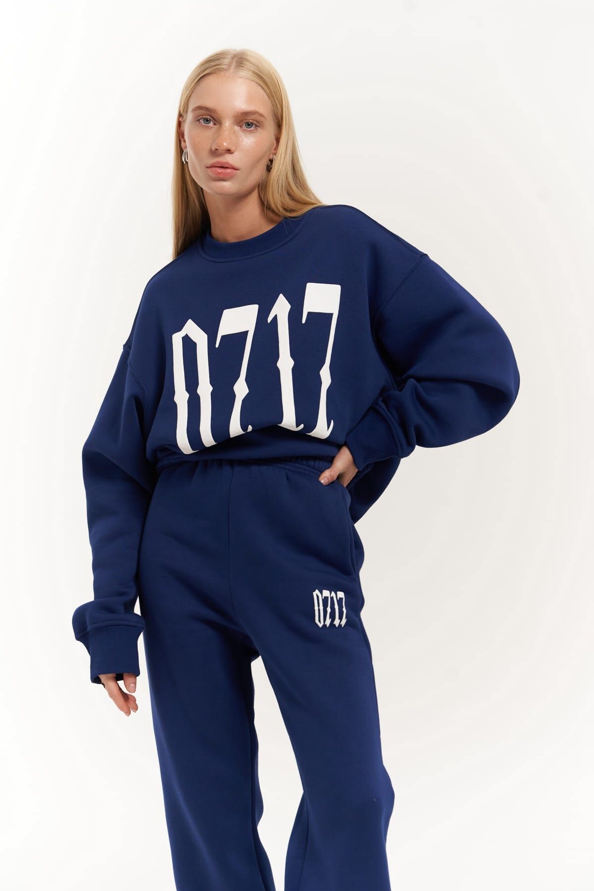 Zeoy 0717 navy blue bike collar tracksuit team
