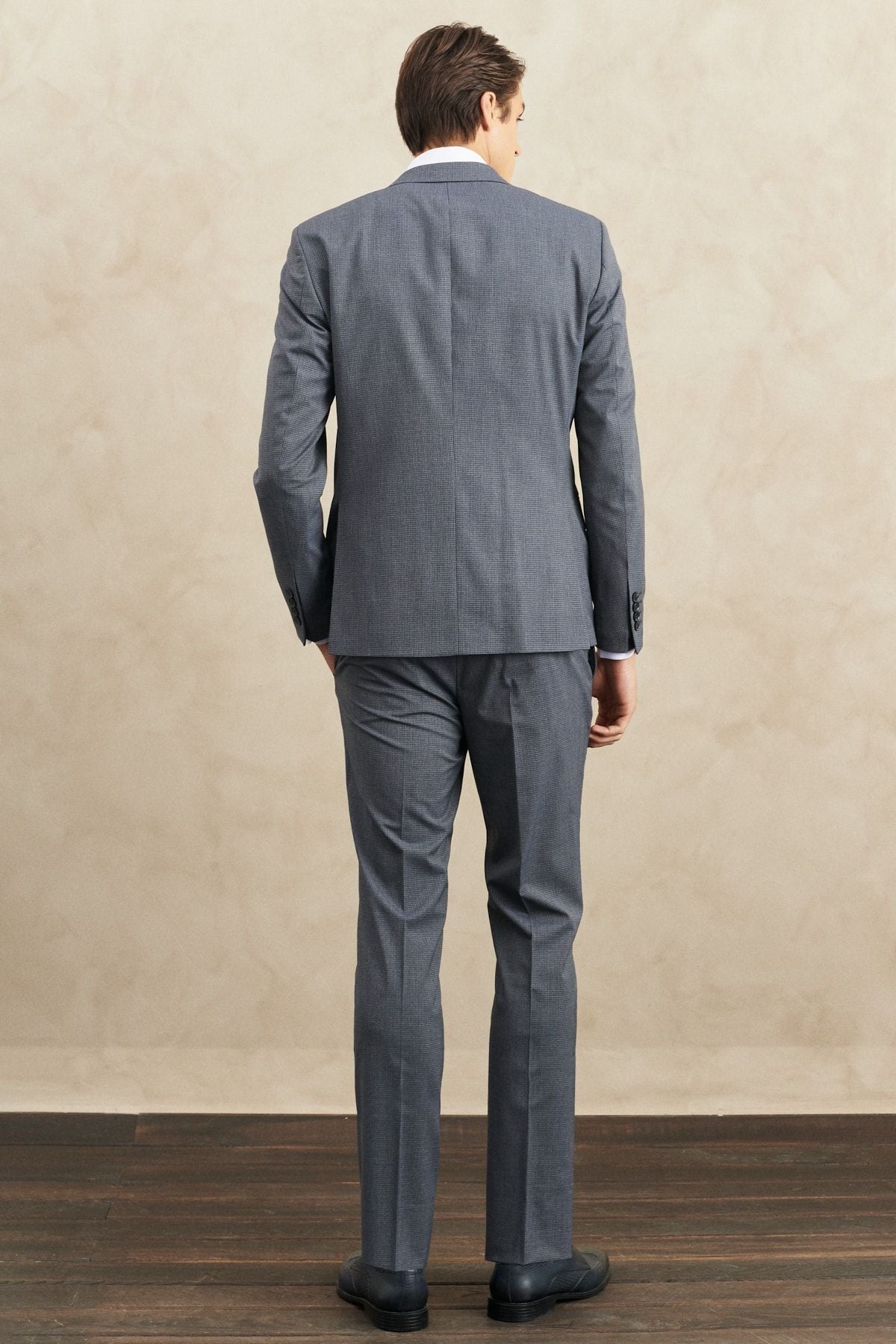 Men's navy blue-gray extra slim fit narrow-cut swallow collar classic suit