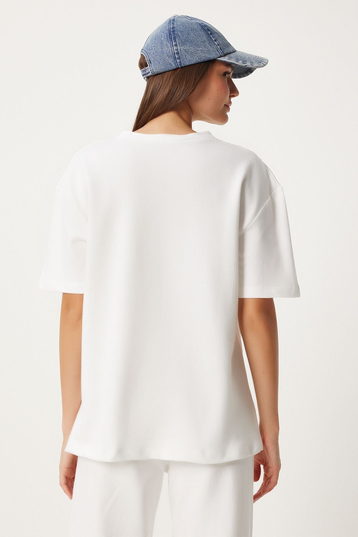 Woman White T-Shirt Knitting Satriages FN03273