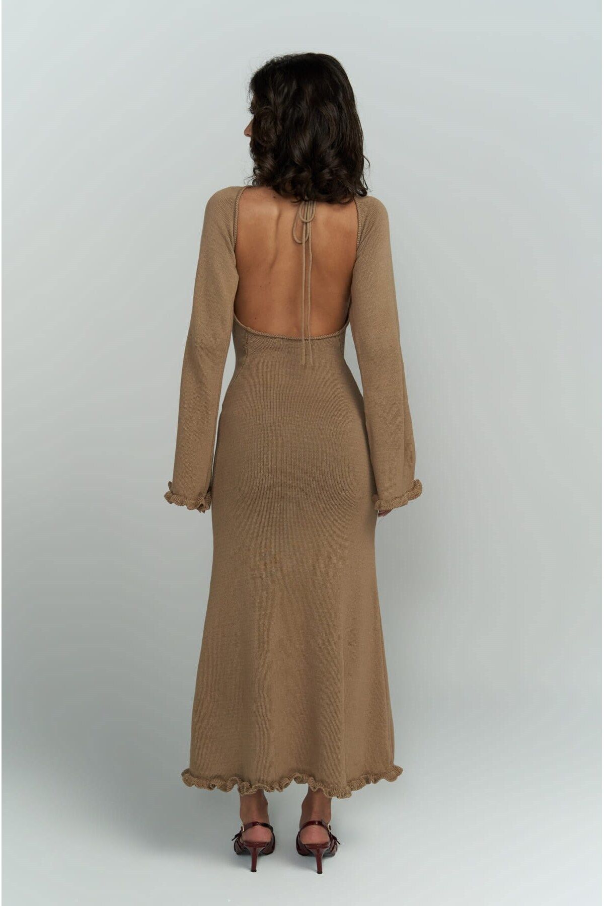 Angela Back Décollette with Mink Knitwear Dress
