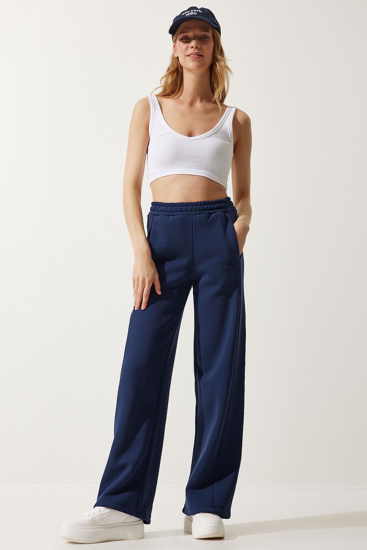 Female navy blue -bold trouser thick tracksuits six HF00445