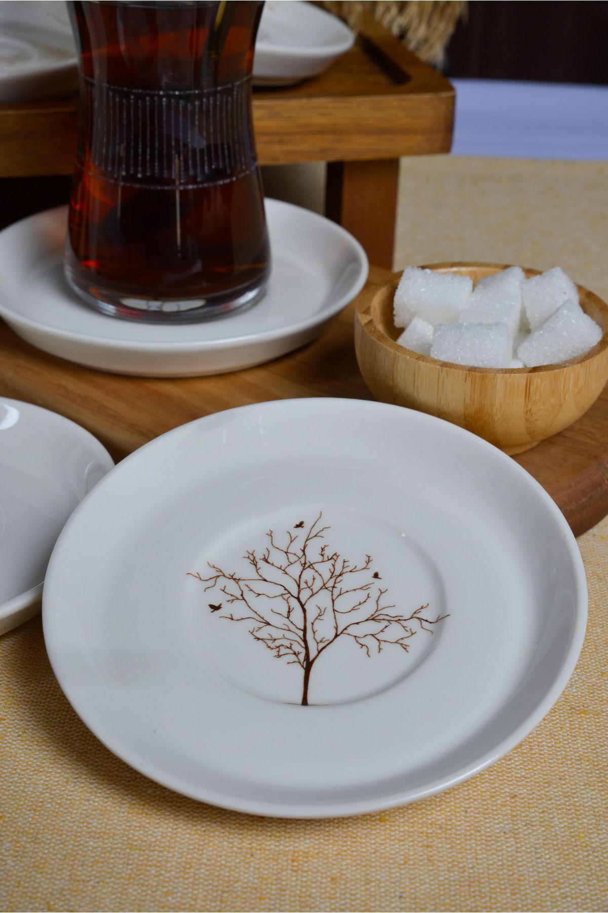 Life Tree 6 pieces 12 cm porcelain tea plate broken white