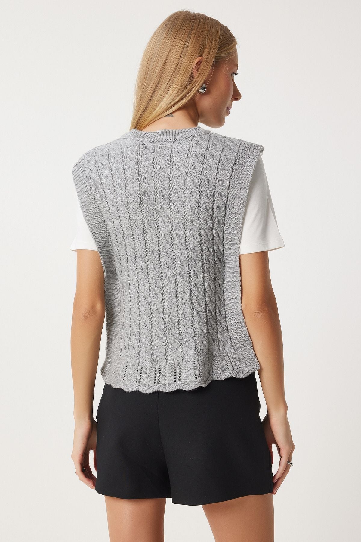 Women's gray side -binding hair knit knitwear sweater yy00223