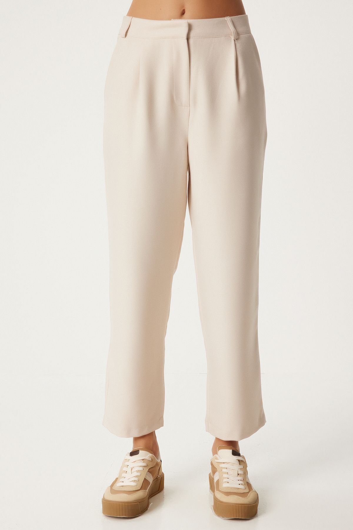 Women's cream pipe trousers FN03310